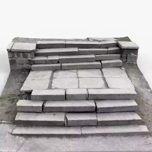 Photorealistic 3D scan of old concrete stairs