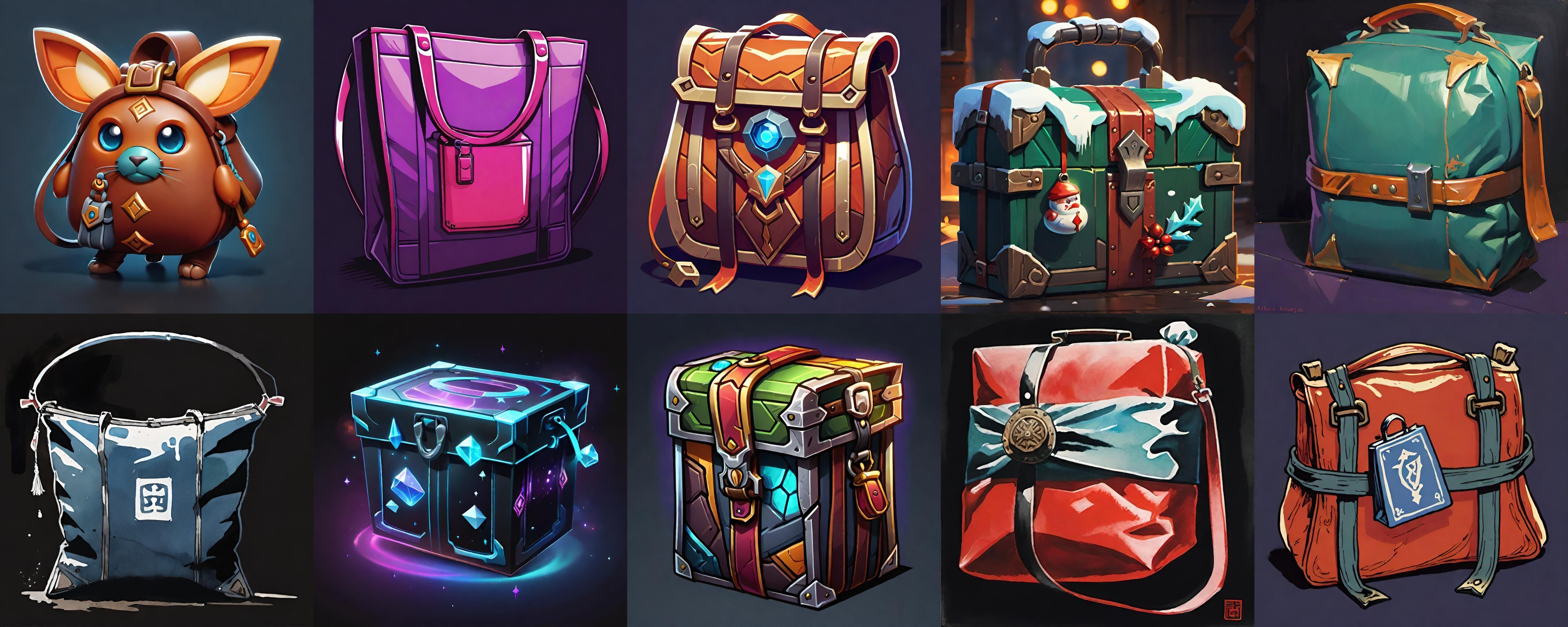 LootBag bundle 4 pack 100 fbx Low-poly 3D model_8
