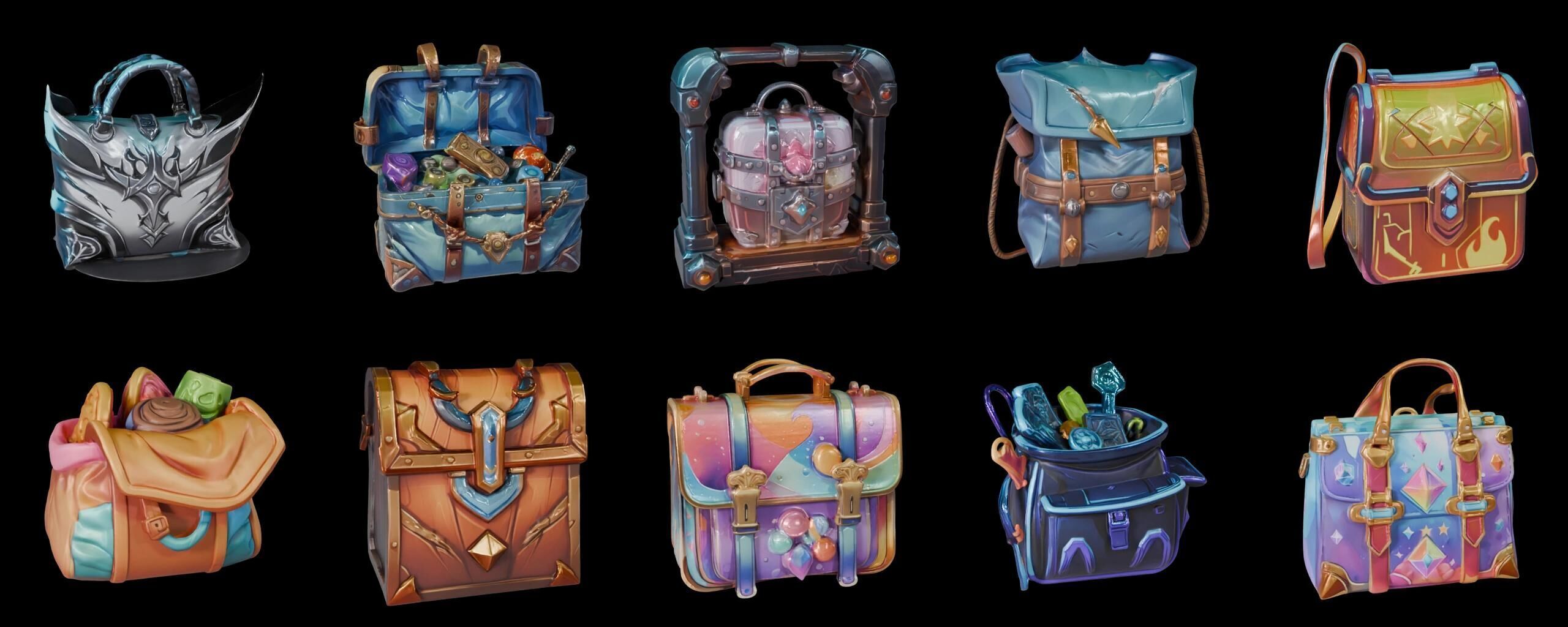 LootBag bundle 4 pack 100 fbx Low-poly 3D model_3