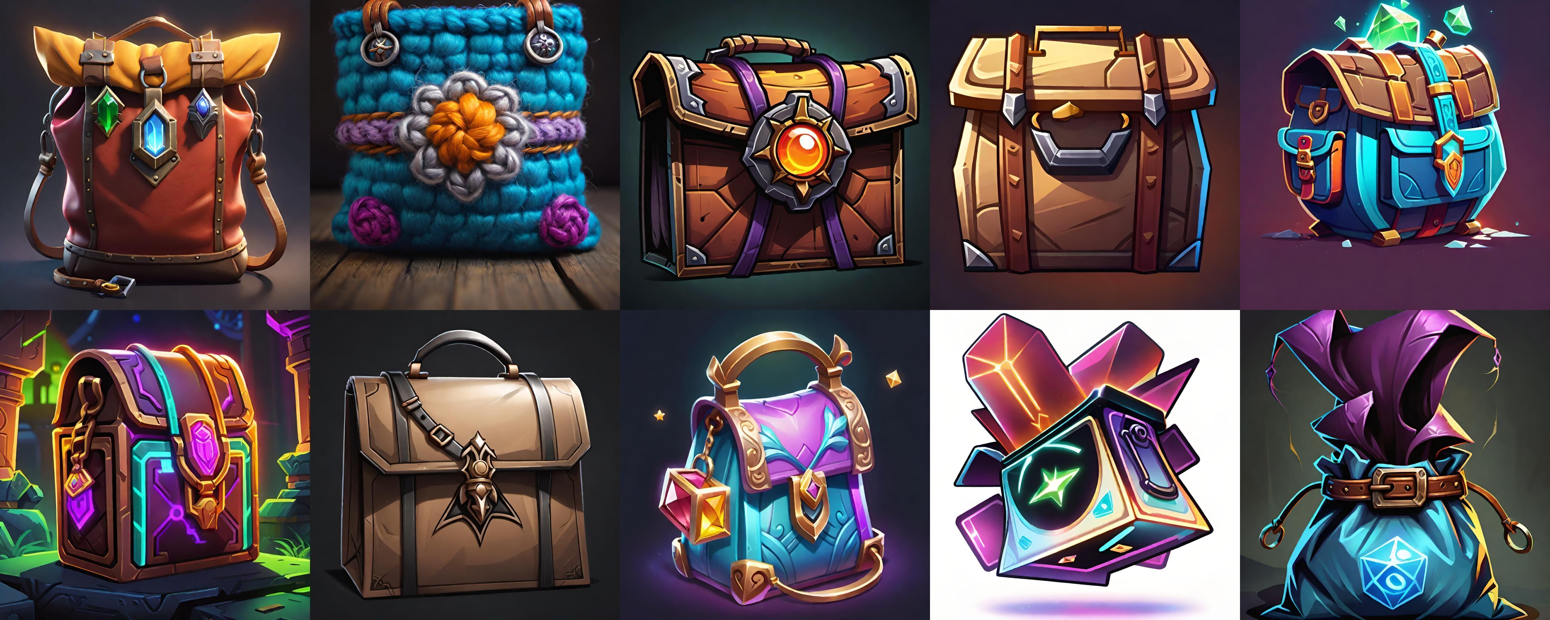 LootBag bundle 4 pack 100 fbx Low-poly 3D model_14