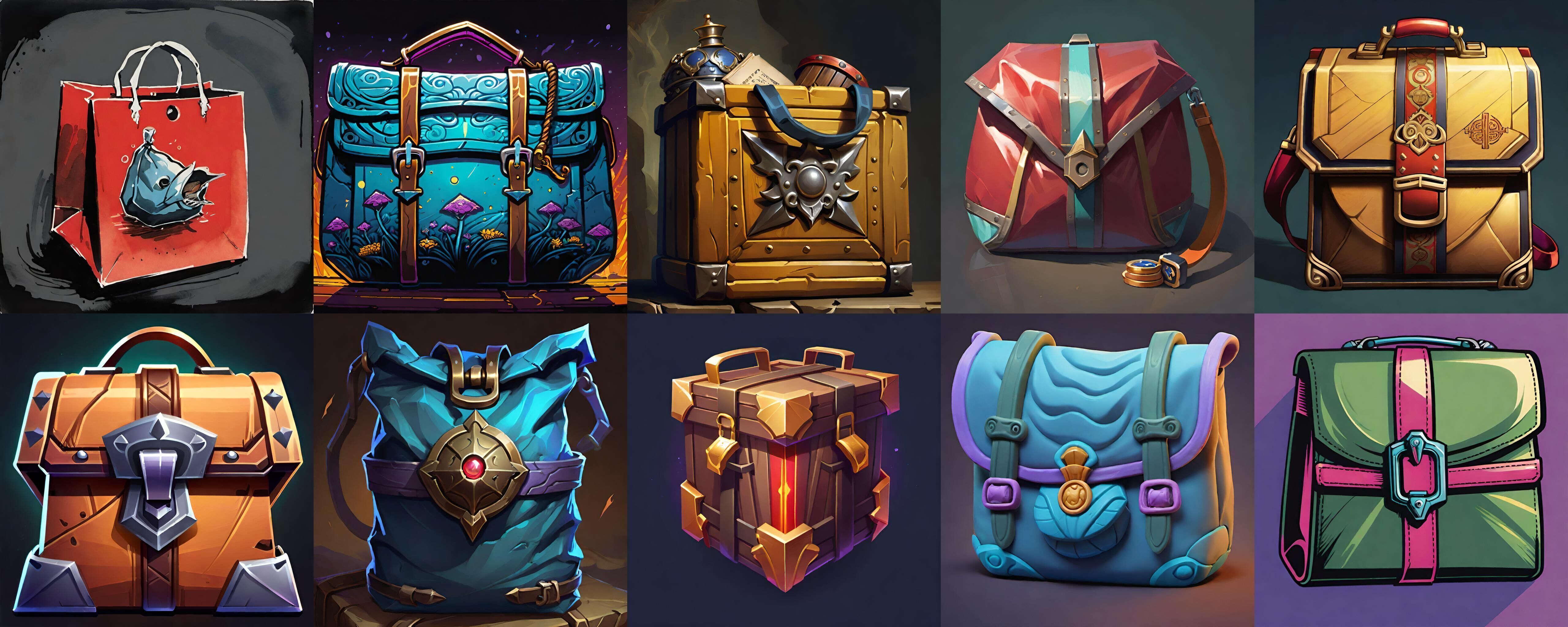 LootBag bundle 4 pack 100 fbx Low-poly 3D model_6