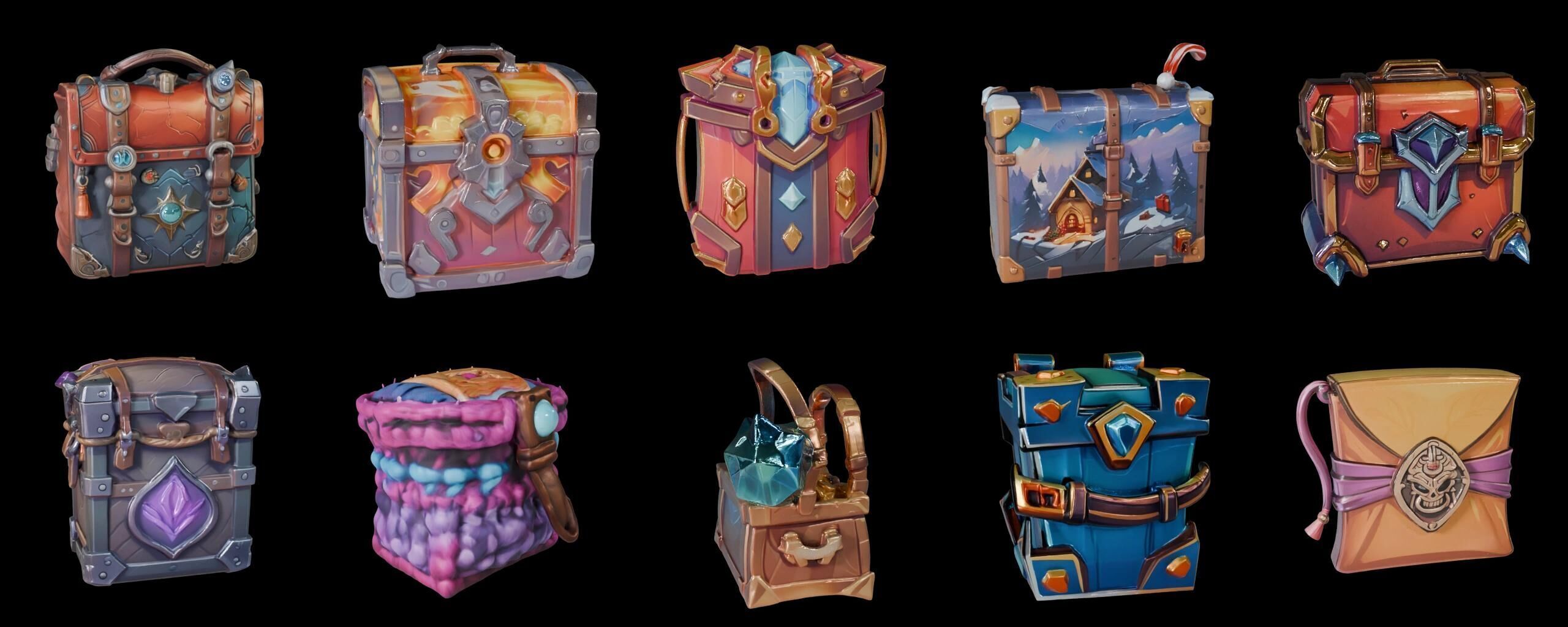 LootBag bundle 4 pack 100 fbx Low-poly 3D model_13