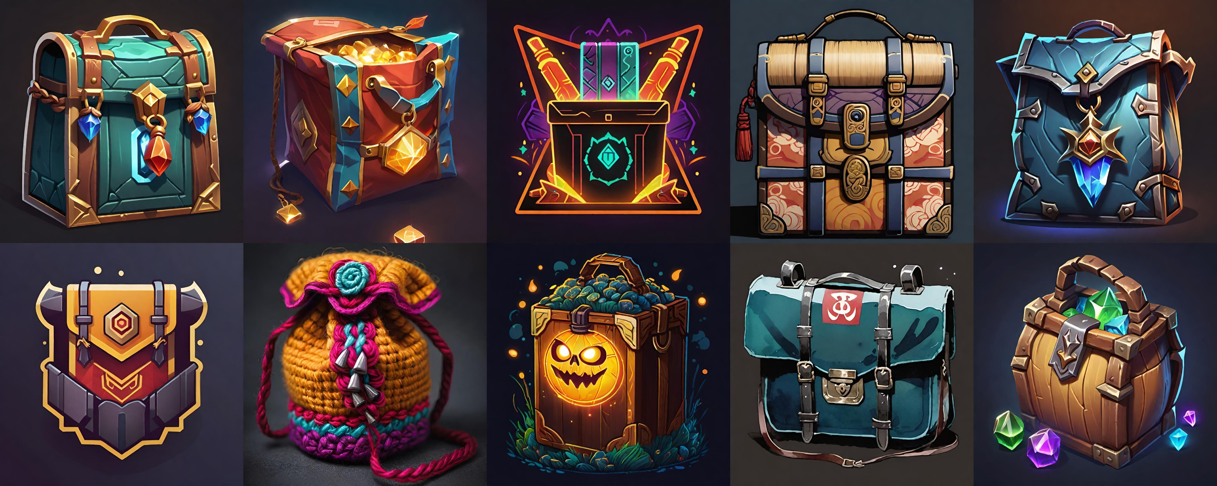 LootBag bundle 4 pack 100 fbx Low-poly 3D model_10