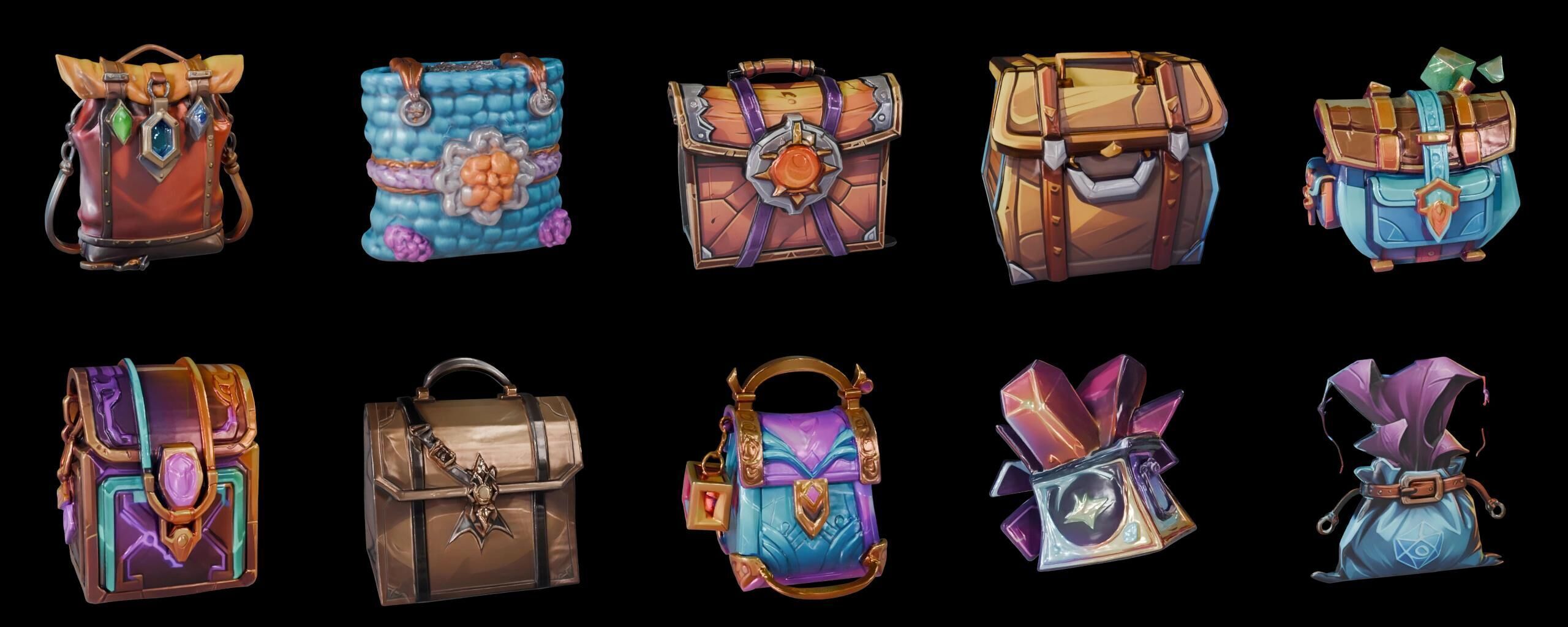 LootBag bundle 4 pack 100 fbx Low-poly 3D model_15