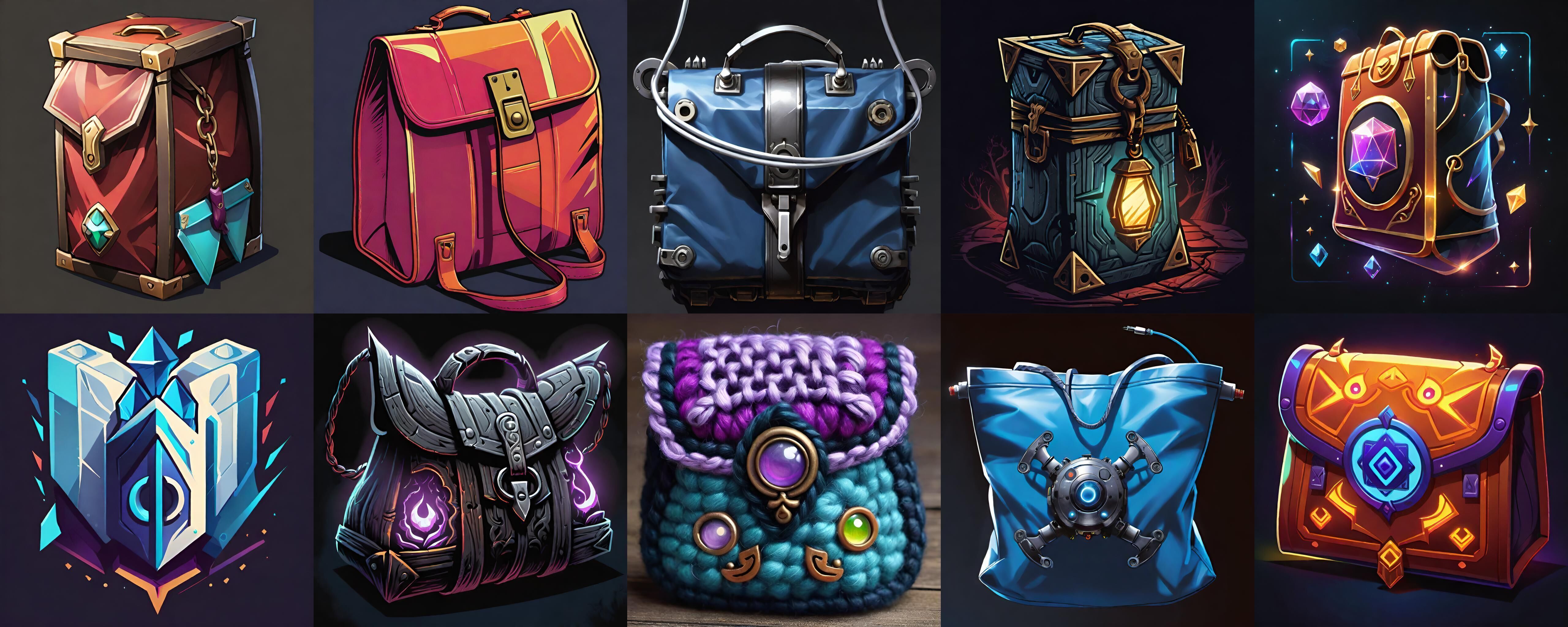 LootBag bundle 4 pack 100 fbx Low-poly 3D model_4