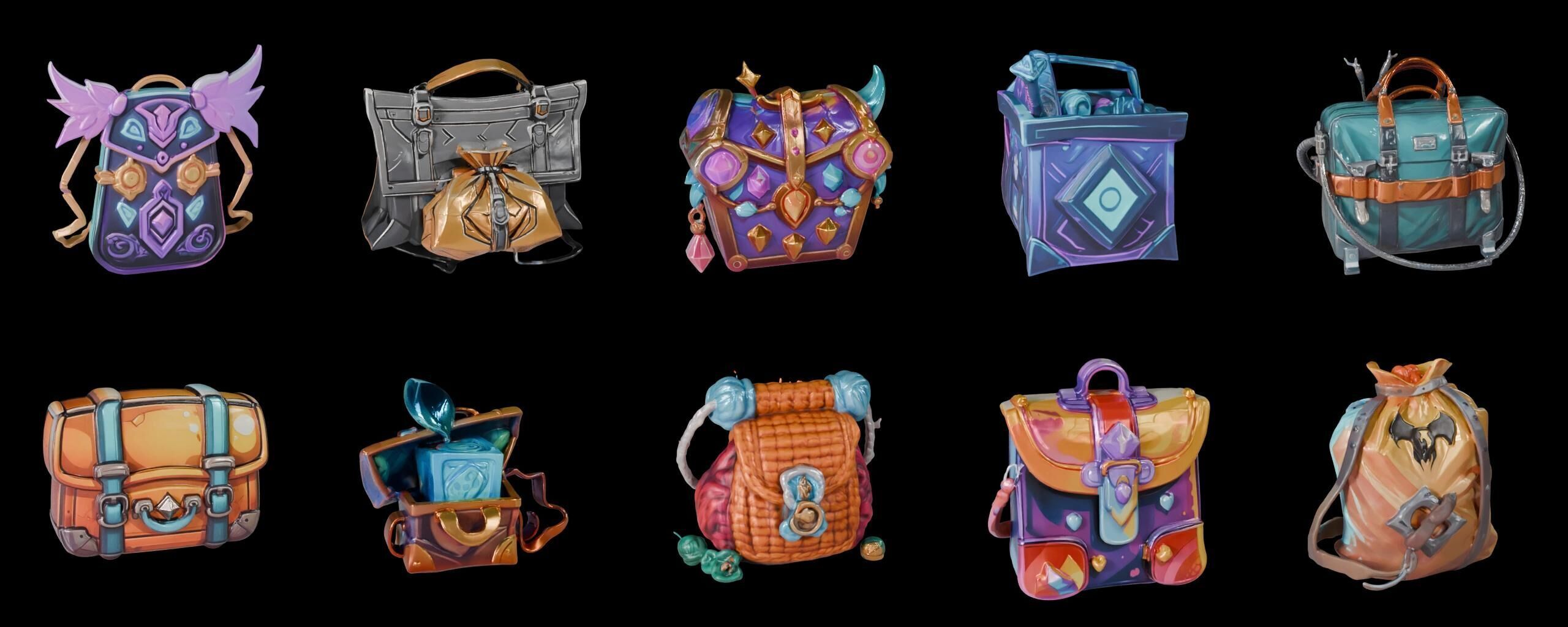 LootBag bundle 4 pack 100 fbx Low-poly 3D model_19