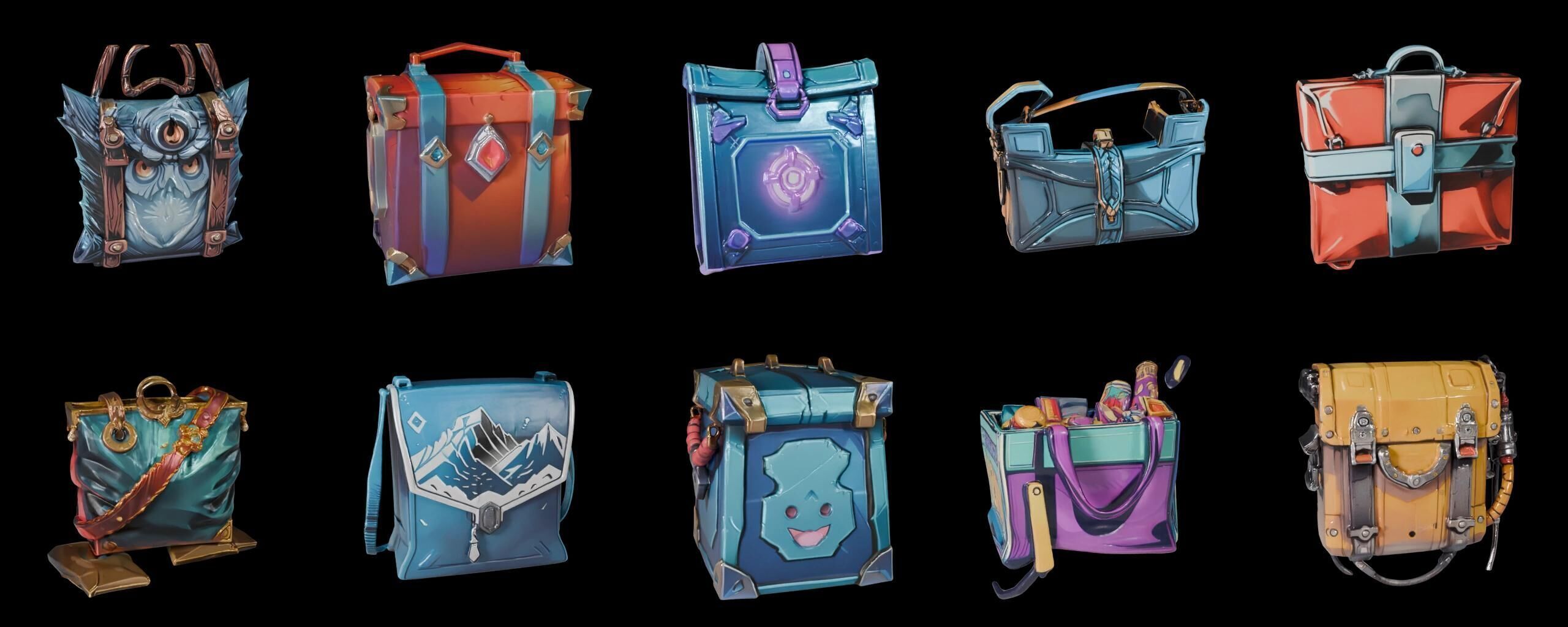 LootBag bundle 4 pack 100 fbx Low-poly 3D model_17