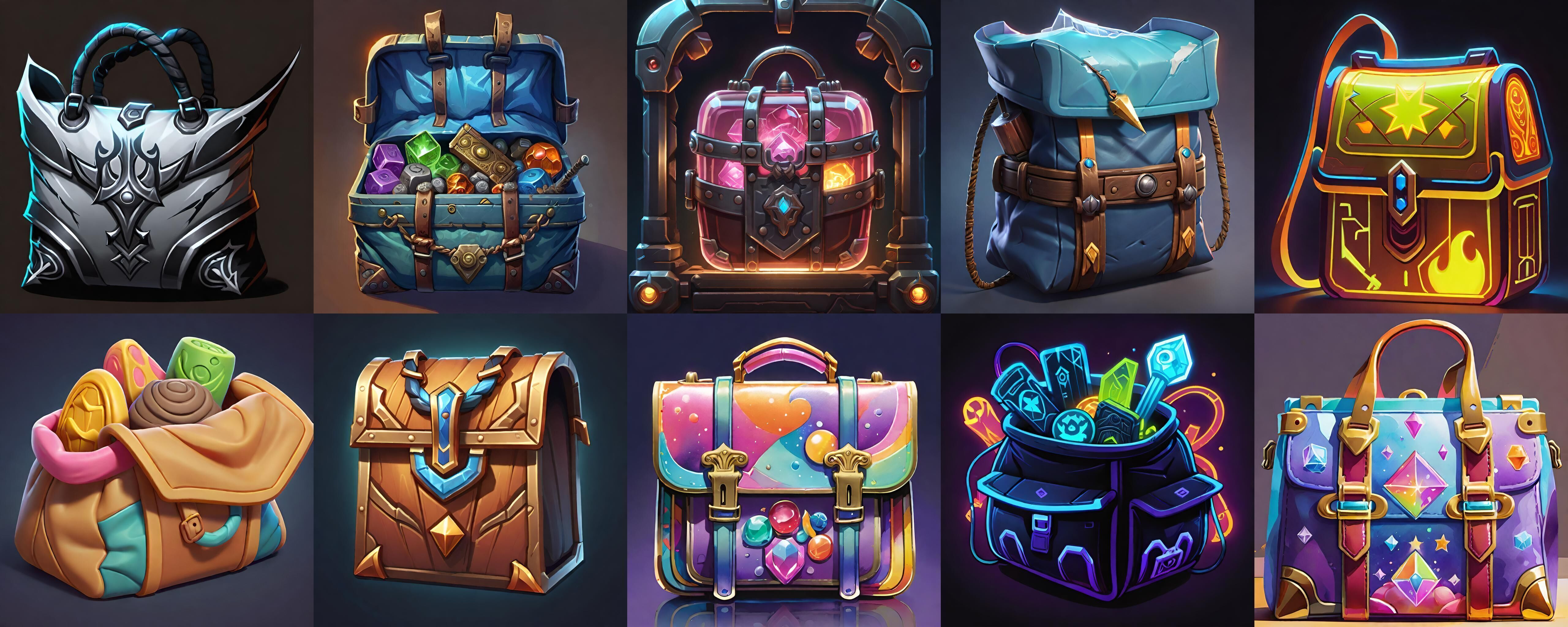 LootBag bundle 4 pack 100 fbx Low-poly 3D model_2