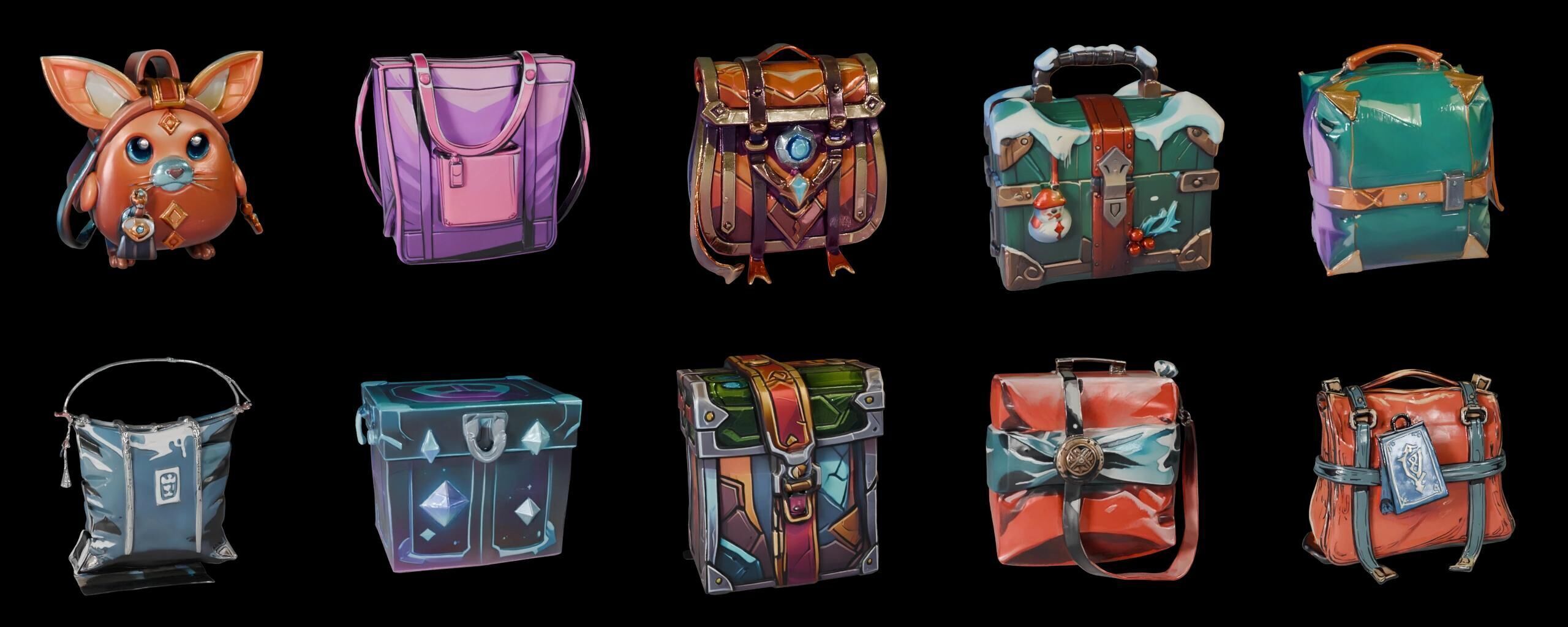 LootBag bundle 4 pack 100 fbx Low-poly 3D model_9