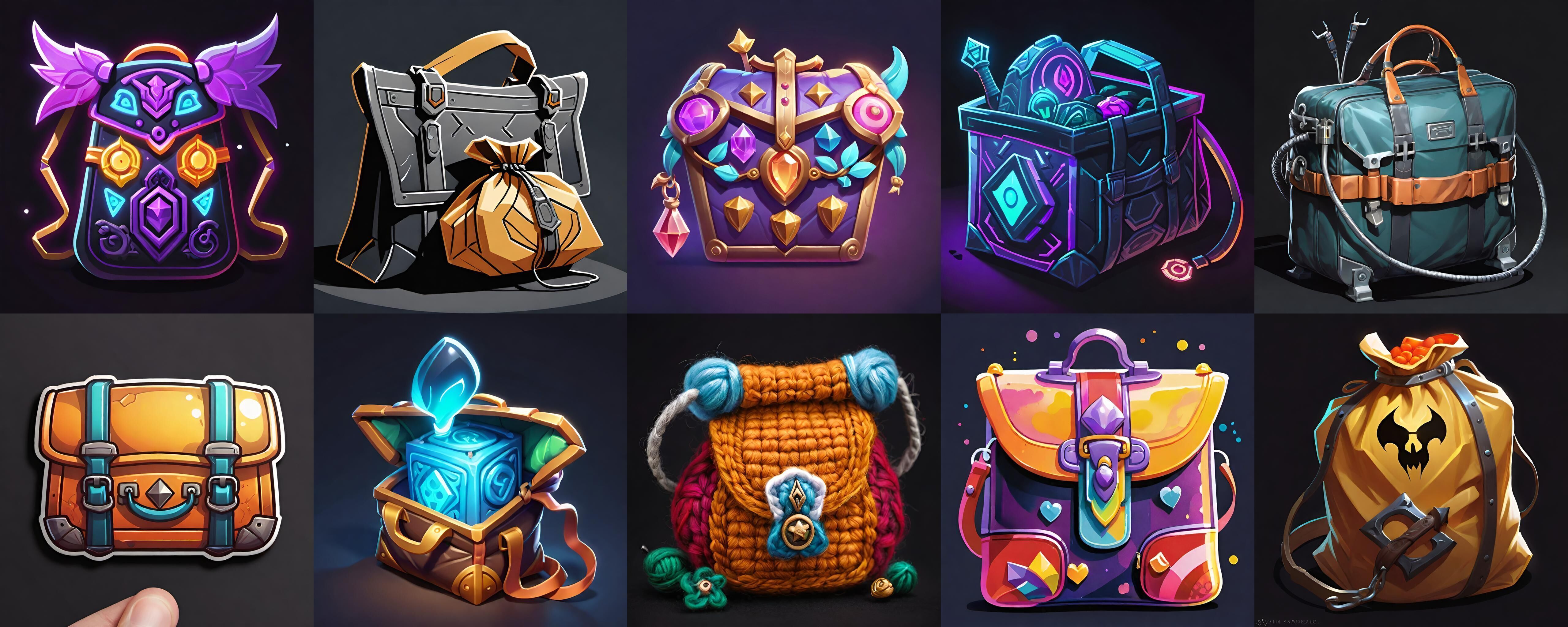 LootBag bundle 4 pack 100 fbx Low-poly 3D model_18