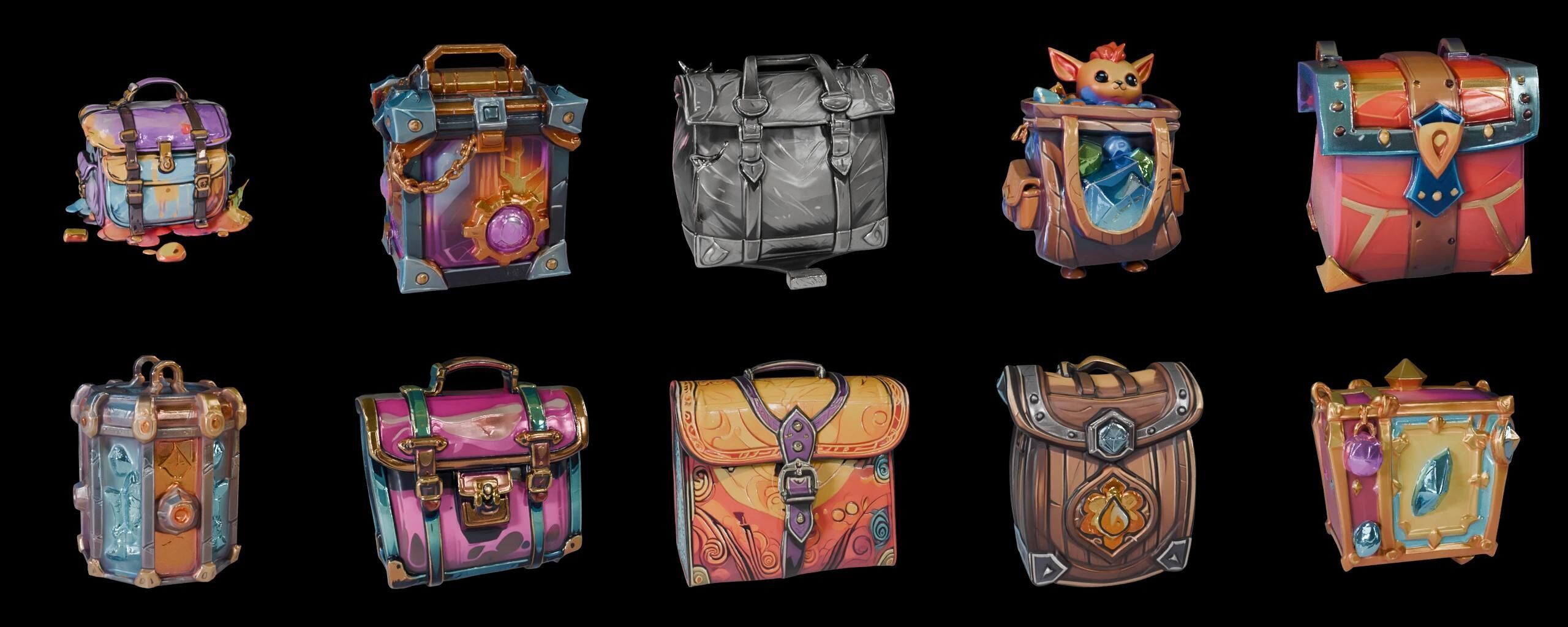 LootBag bundle 4 pack 100 fbx Low-poly 3D model_1