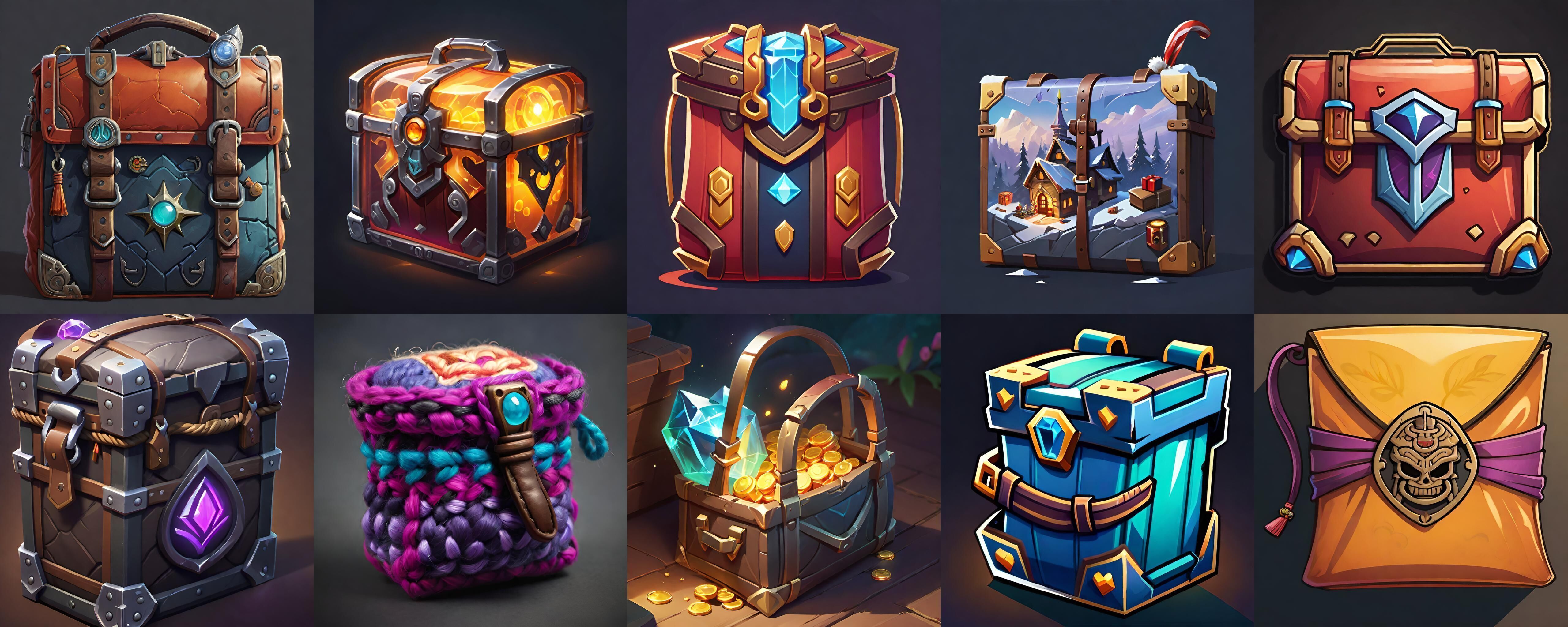 LootBag bundle 4 pack 100 fbx Low-poly 3D model_12