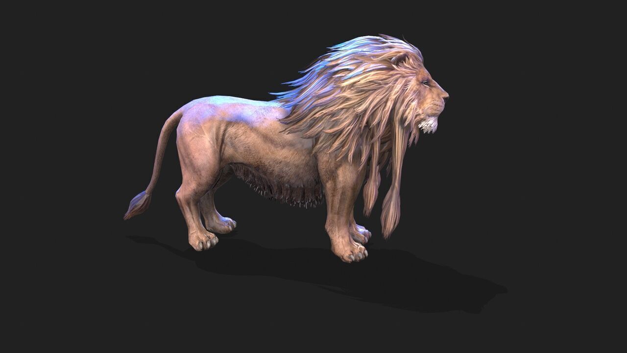 lion animations Low-poly 3D model_2