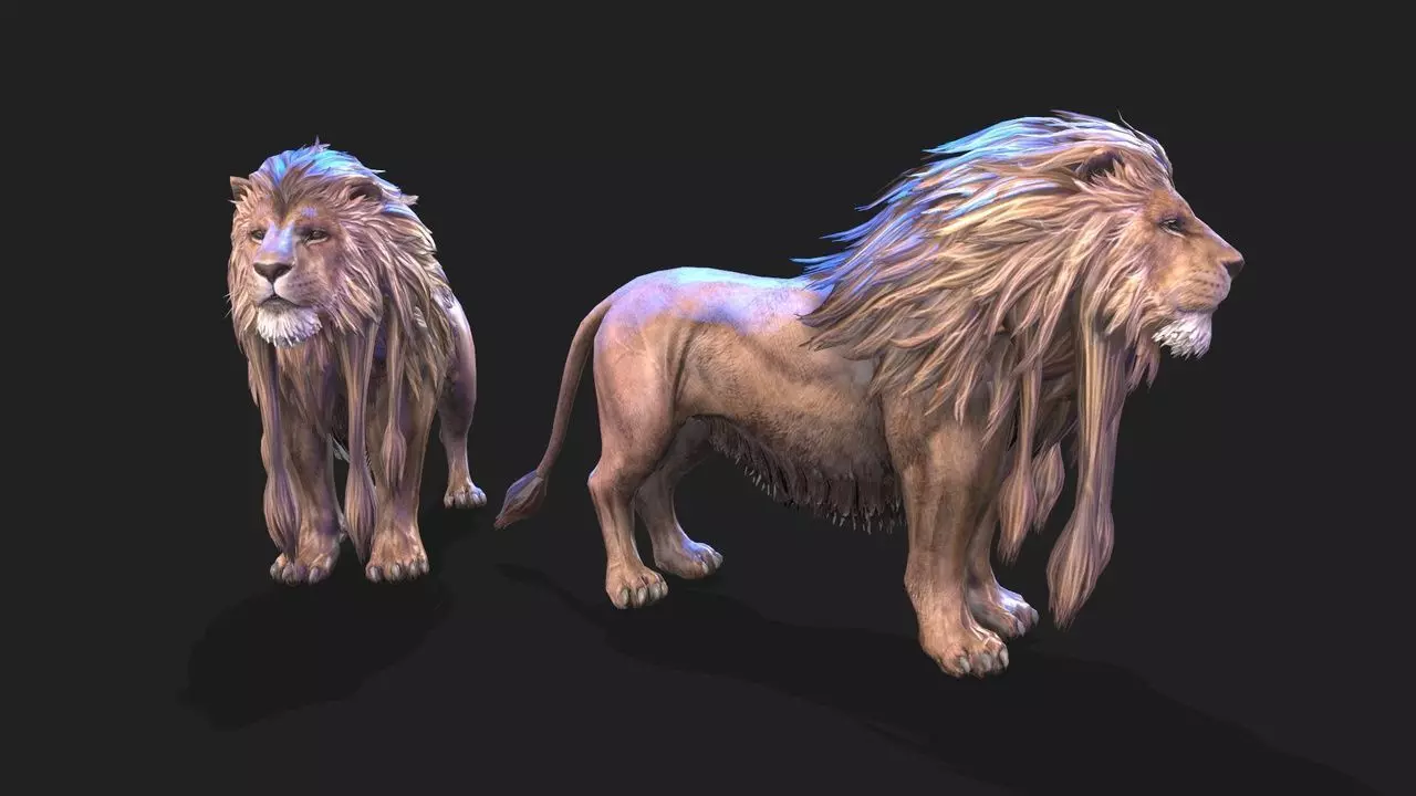 lion animations Low-poly 3D model_0