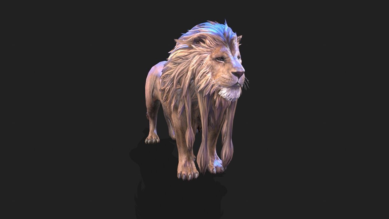 lion animations Low-poly 3D model_3