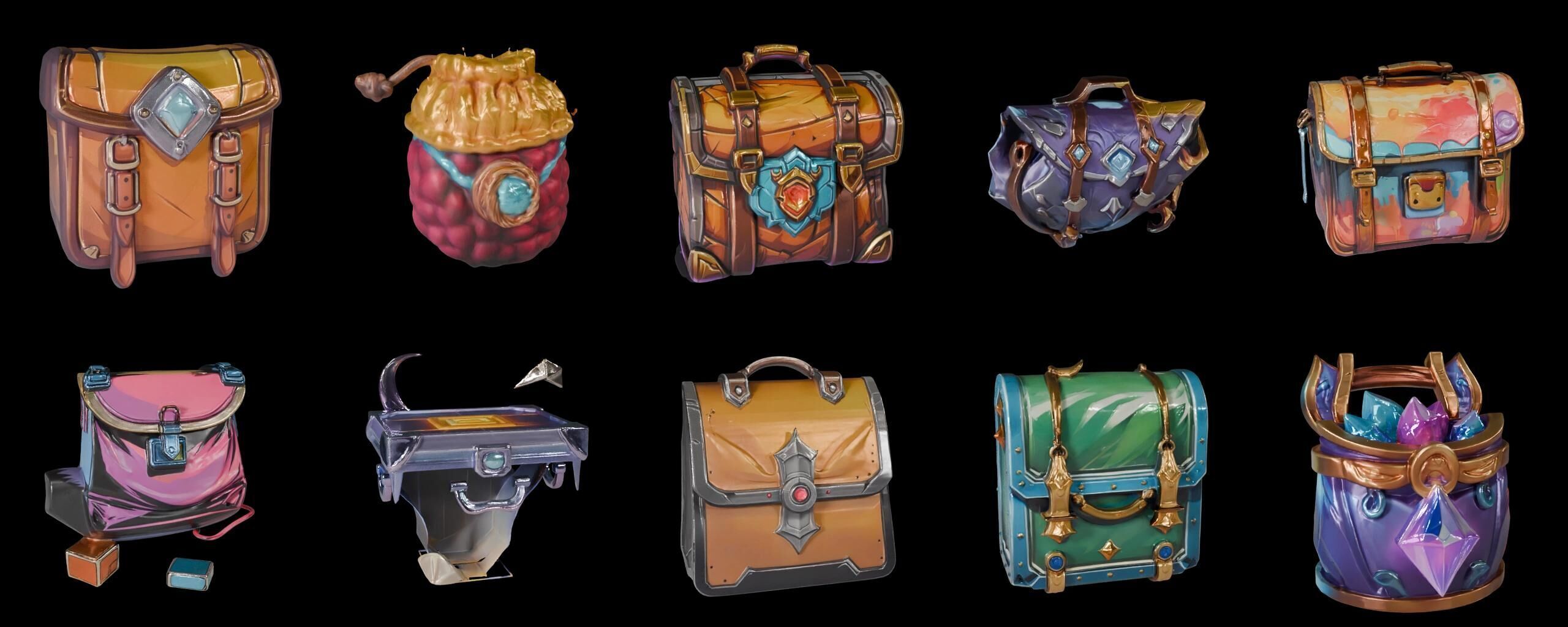 LootBag bundle 3 pack 100 fbx Low-poly 3D model_13