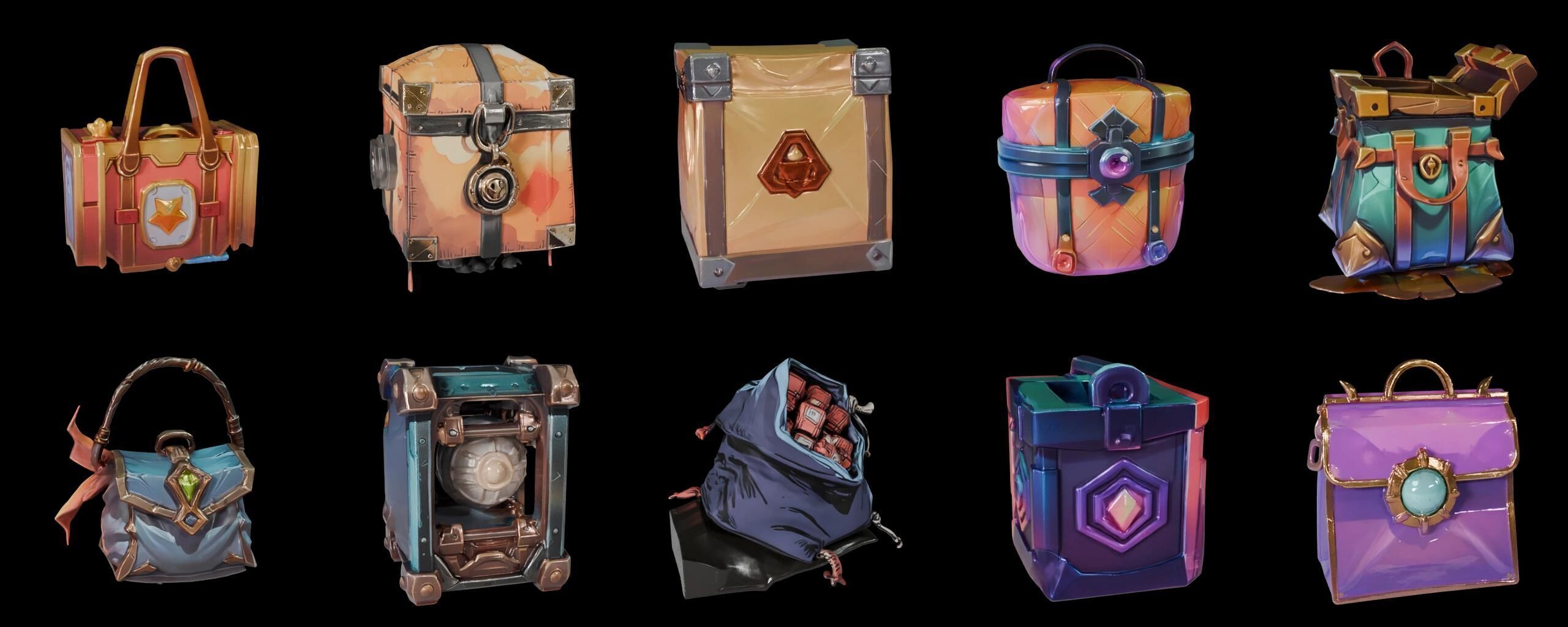 LootBag bundle 3 pack 100 fbx Low-poly 3D model_11