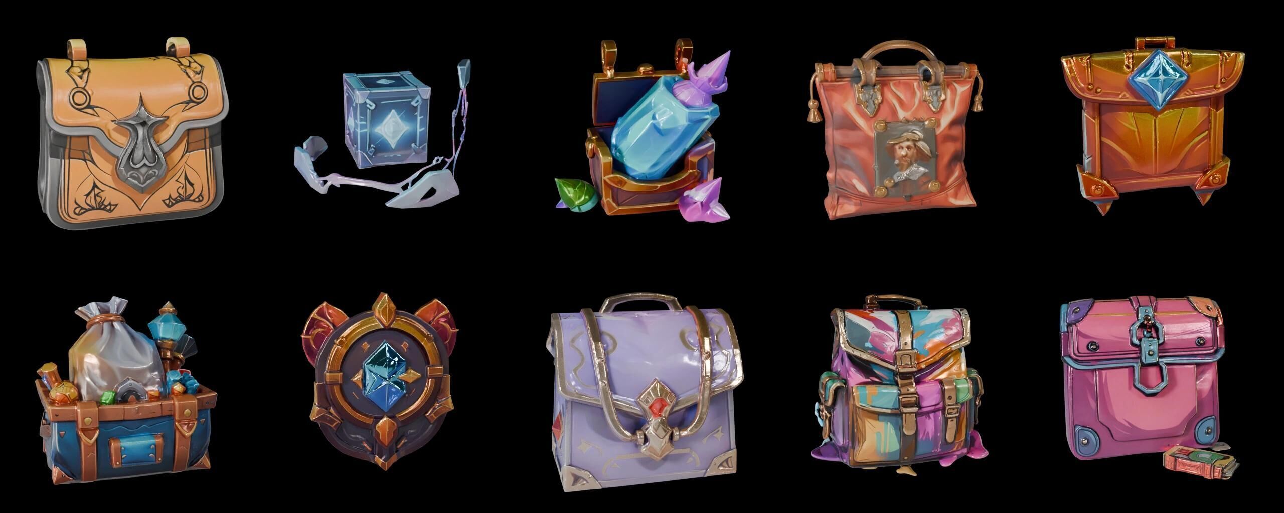 LootBag bundle 3 pack 100 fbx Low-poly 3D model_5