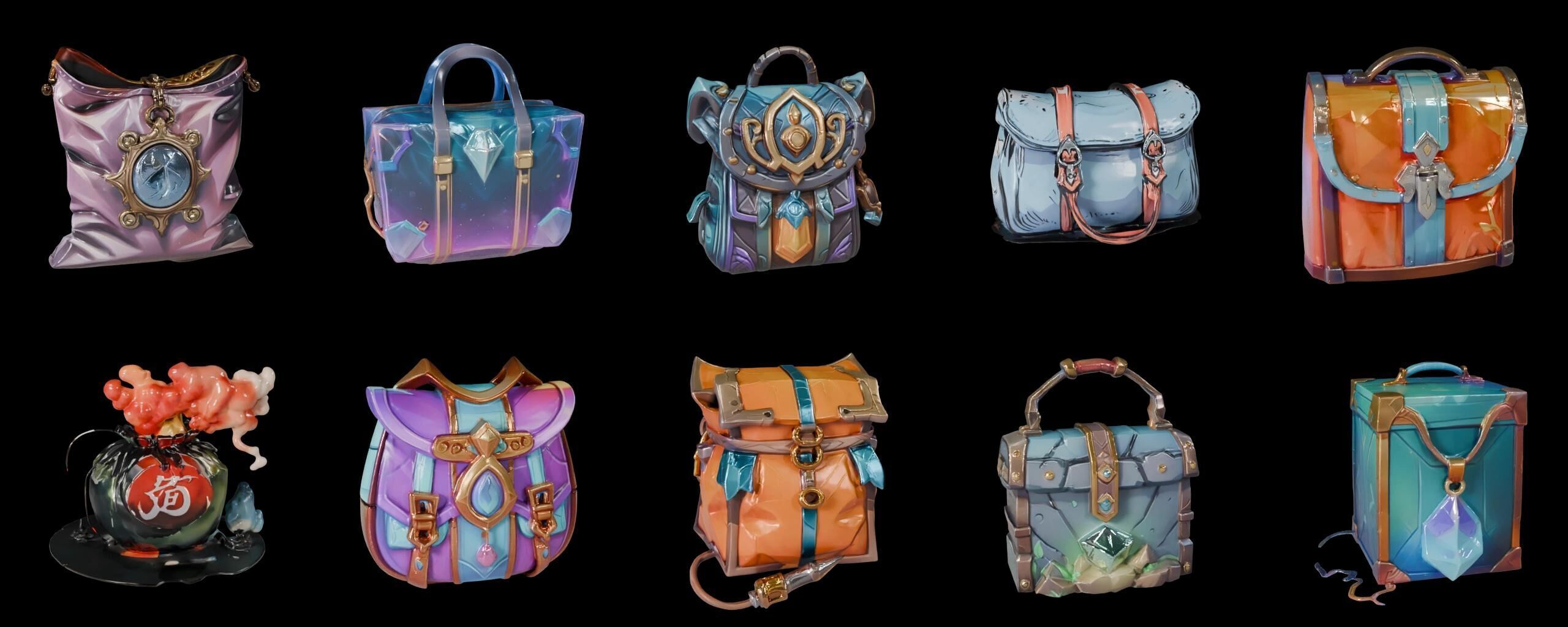 LootBag bundle 3 pack 100 fbx Low-poly 3D model_19