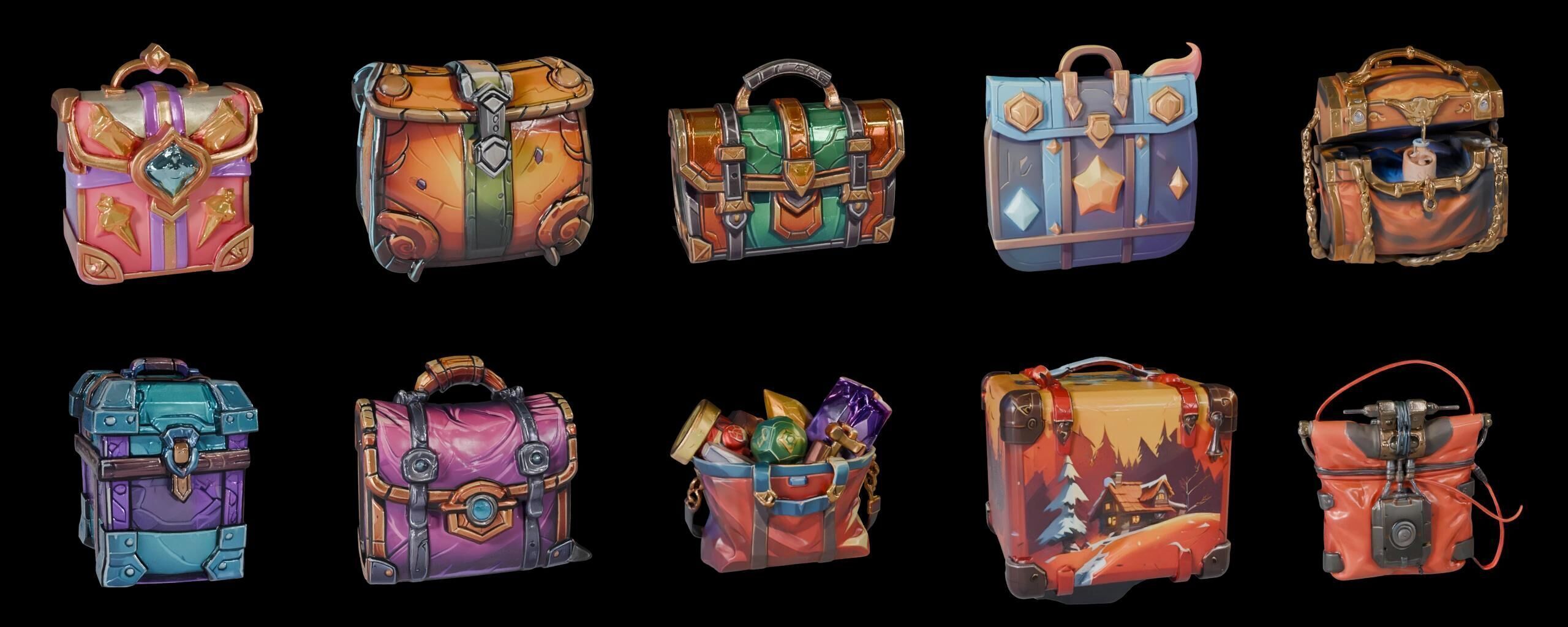 LootBag bundle 3 pack 100 fbx Low-poly 3D model_9