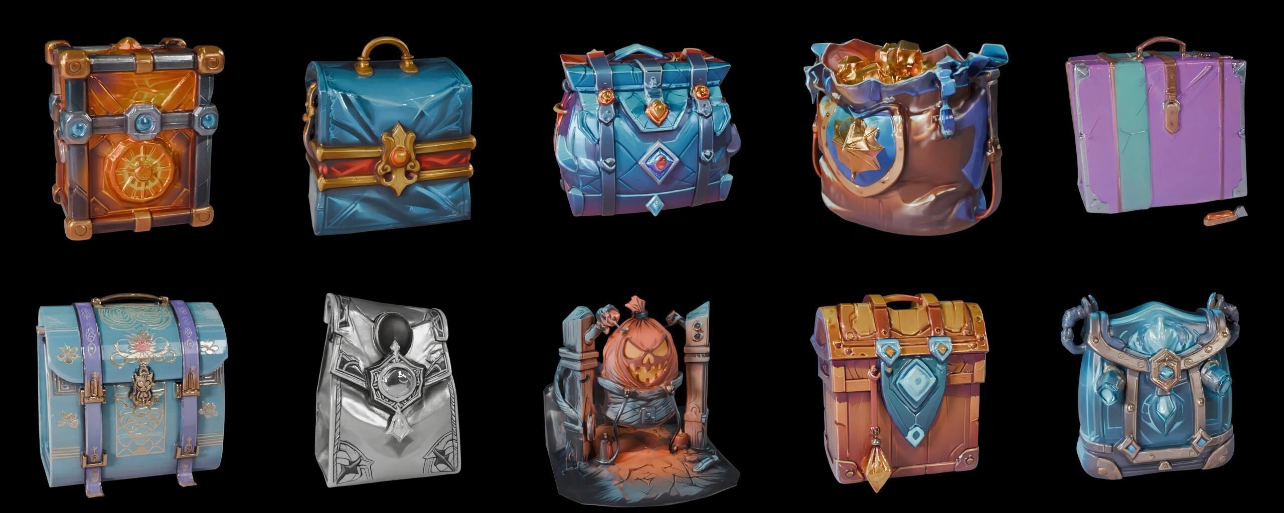 LootBag bundle 2 pack 100 fbx Low-poly 3D model_3