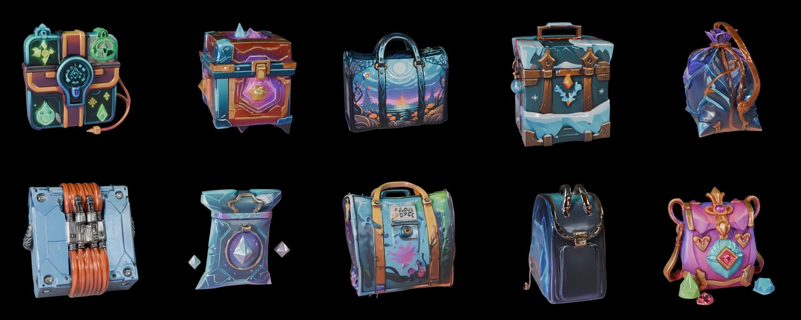 LootBag bundle 2 pack 100 fbx Low-poly 3D model_11