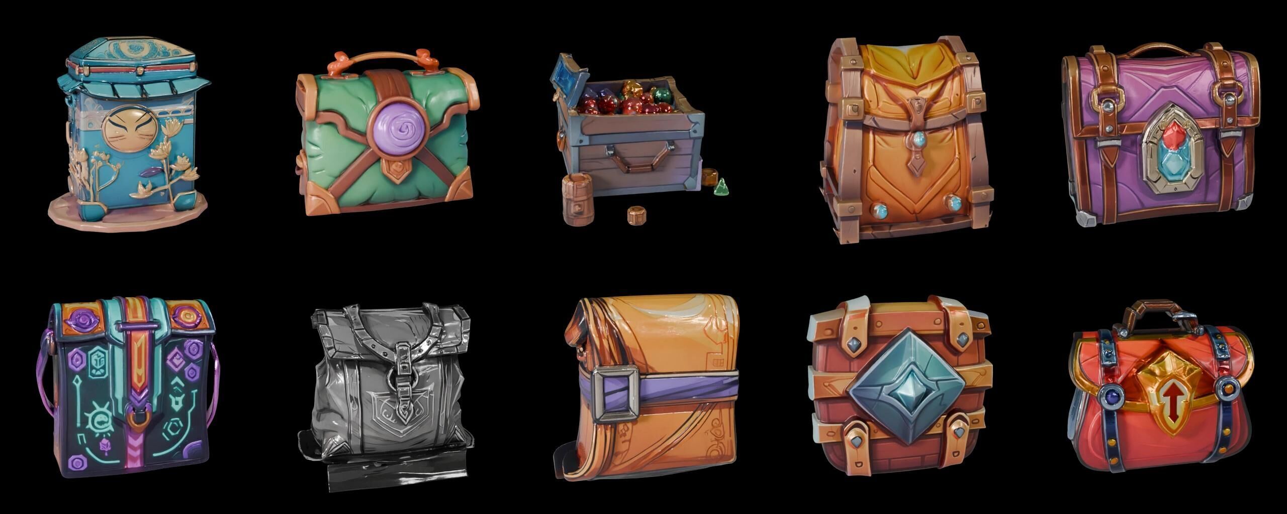 LootBag bundle 2 pack 100 fbx Low-poly 3D model_17