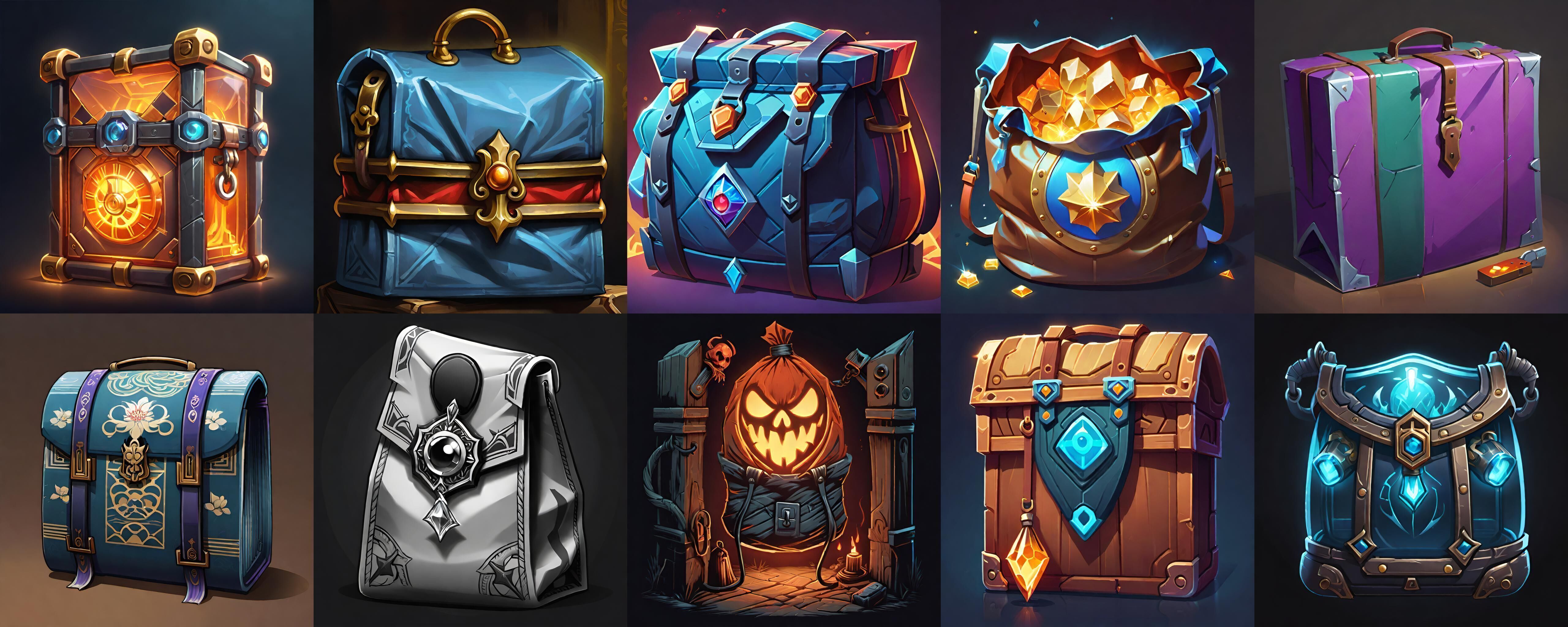LootBag bundle 2 pack 100 fbx Low-poly 3D model_2