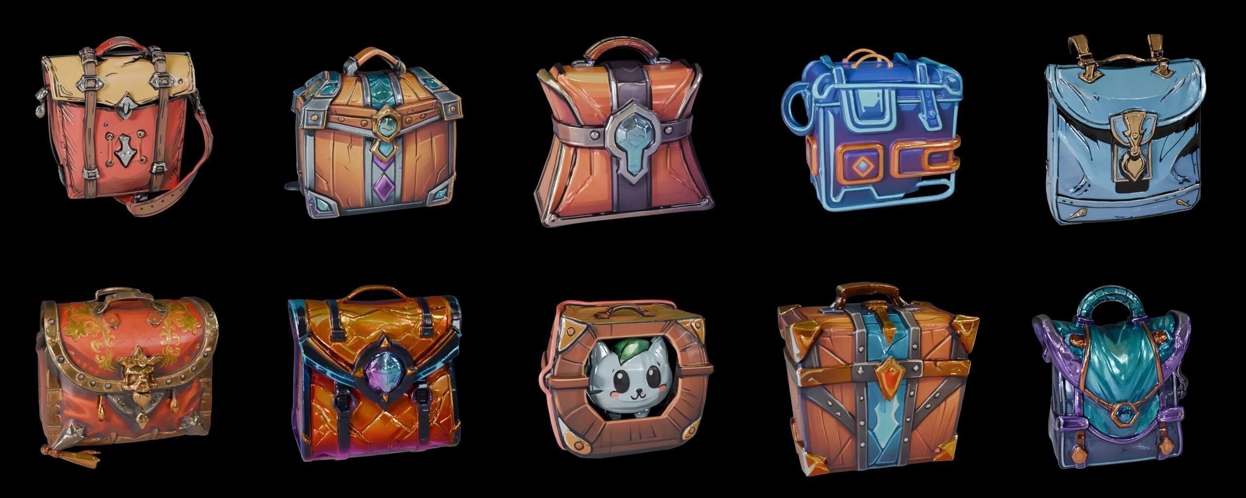 LootBag bundle 2 pack 100 fbx Low-poly 3D model_5