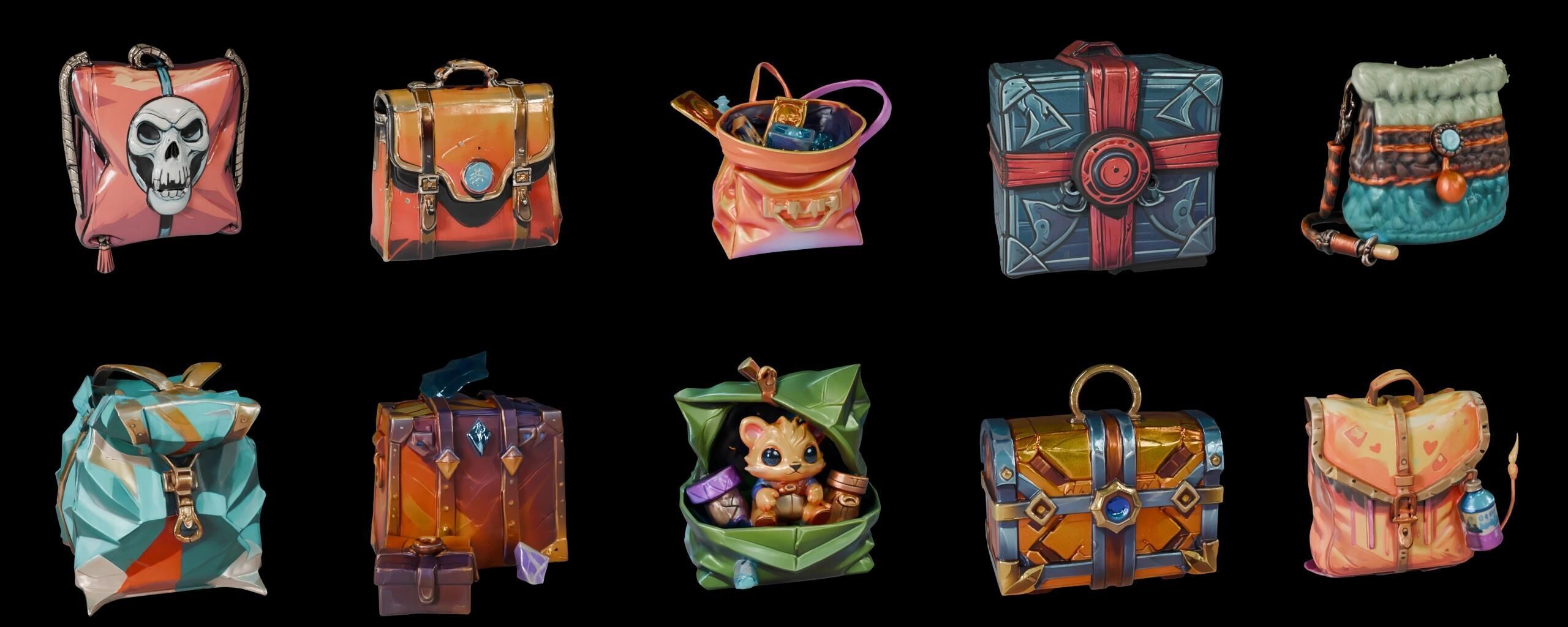 LootBag bundle 2 pack 100 fbx Low-poly 3D model_15