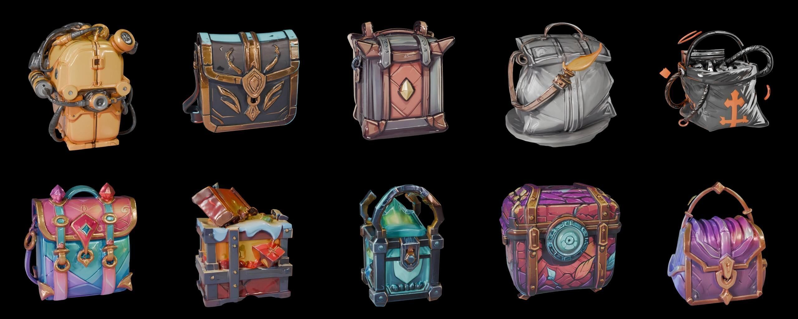 LootBag bundle 2 pack 100 fbx Low-poly 3D model_9