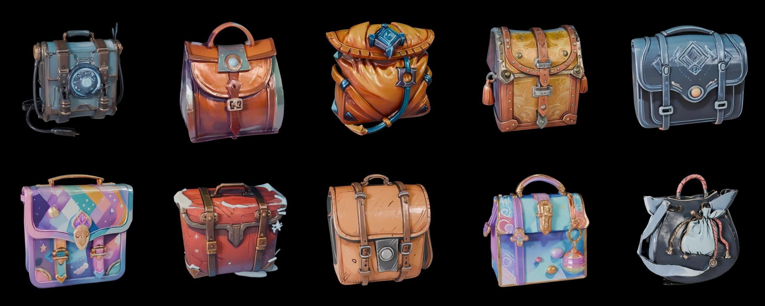 LootBag bundle 2 pack 100 fbx Low-poly 3D model_19