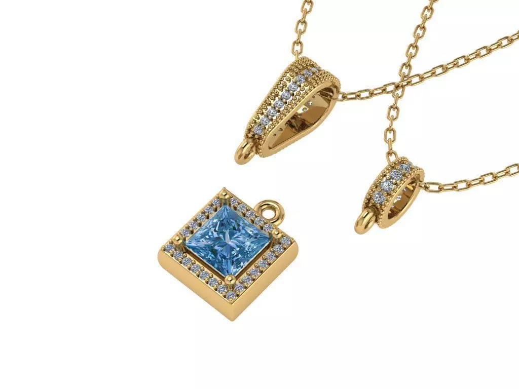 Pendant necklace with a gemstone Princess 3D model print Free 3D print model_0