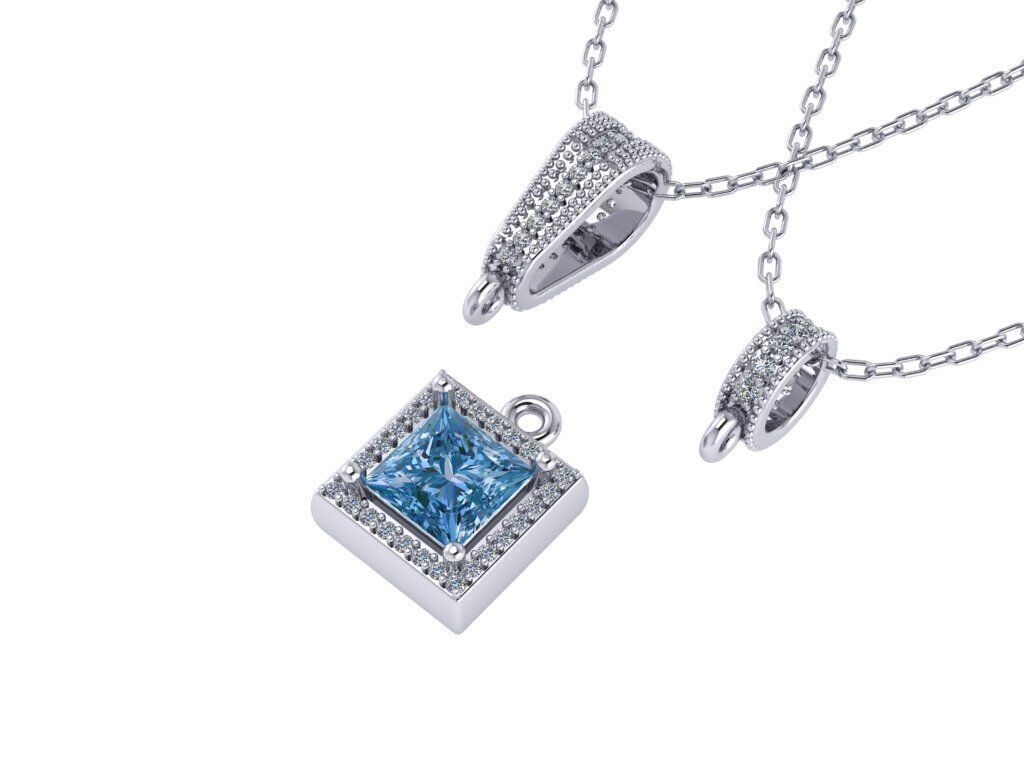 Pendant necklace with a gemstone Princess 3D model print Free 3D print model_1