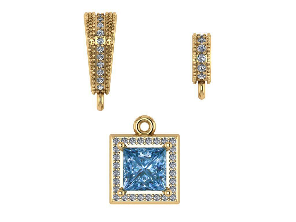 Pendant necklace with a gemstone Princess 3D model print Free 3D print model_3