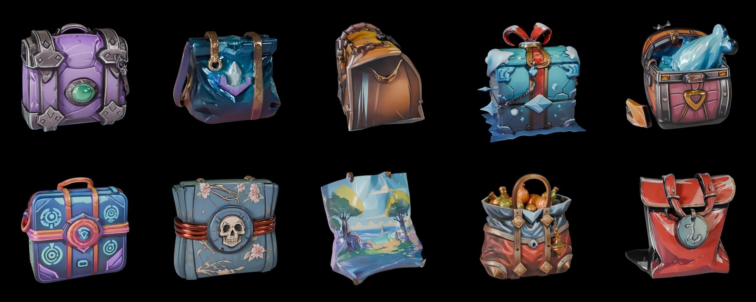 LootBag bundle 14 pack 100 fbx Low-poly 3D model_13