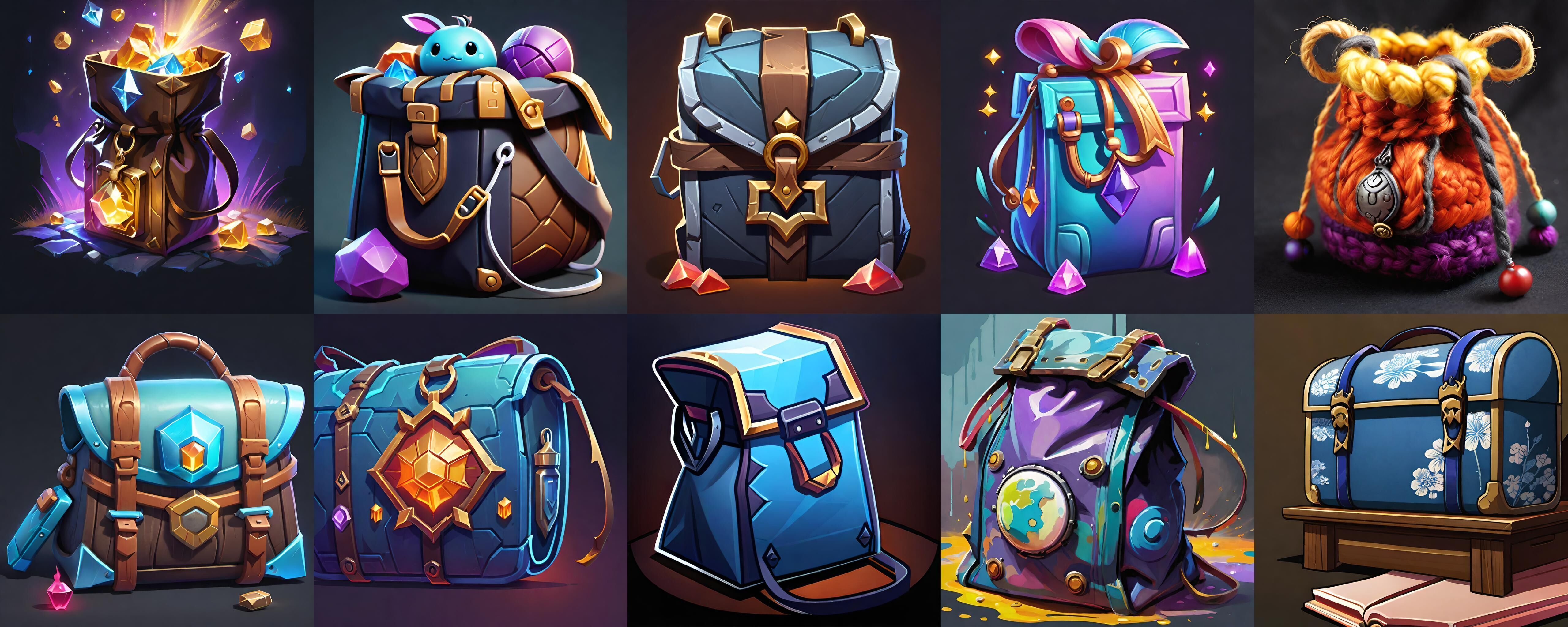 LootBag bundle 14 pack 100 fbx Low-poly 3D model_2
