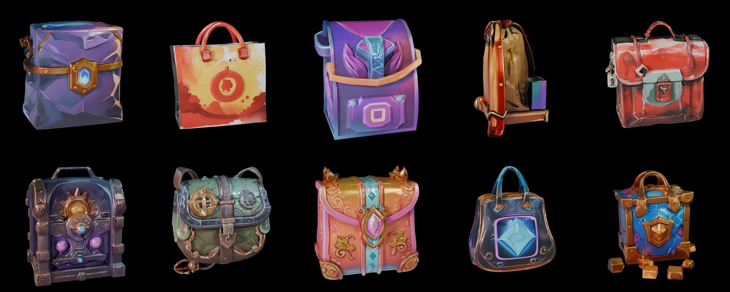 LootBag bundle 14 pack 100 fbx Low-poly 3D model_17