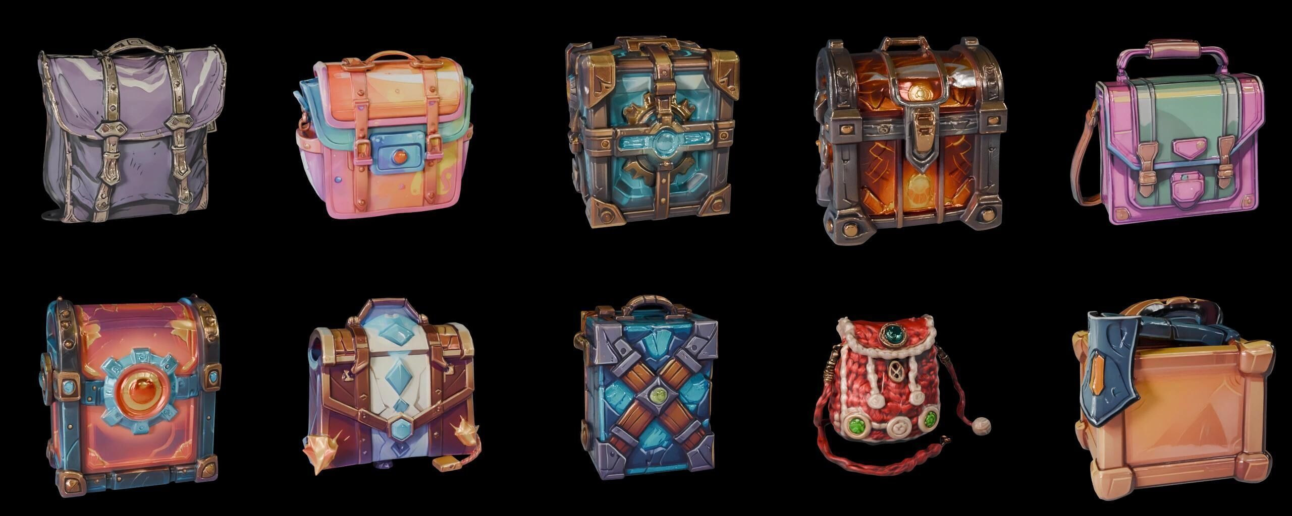 LootBag bundle 14 pack 100 fbx Low-poly 3D model_19