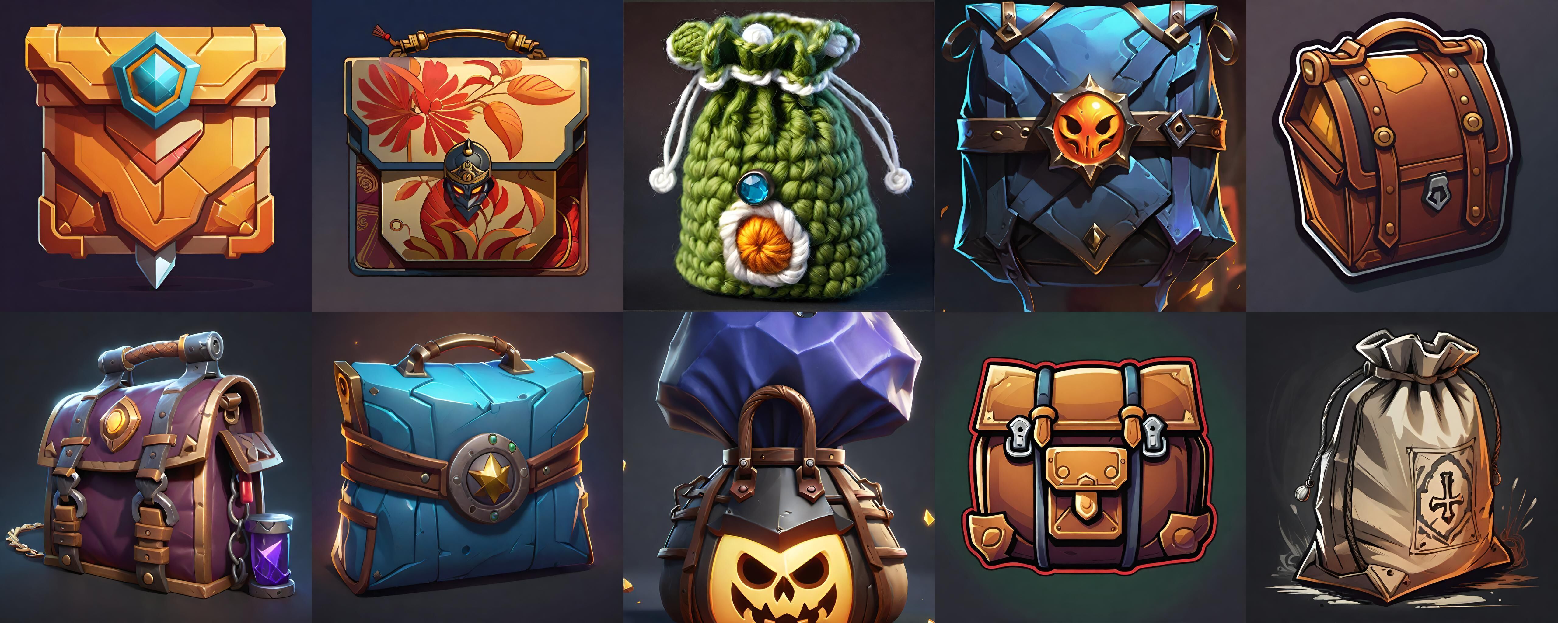 LootBag bundle 14 pack 100 fbx Low-poly 3D model_8