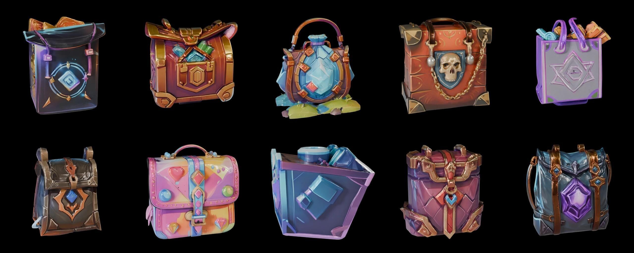 LootBag bundle 14 pack 100 fbx Low-poly 3D model_1