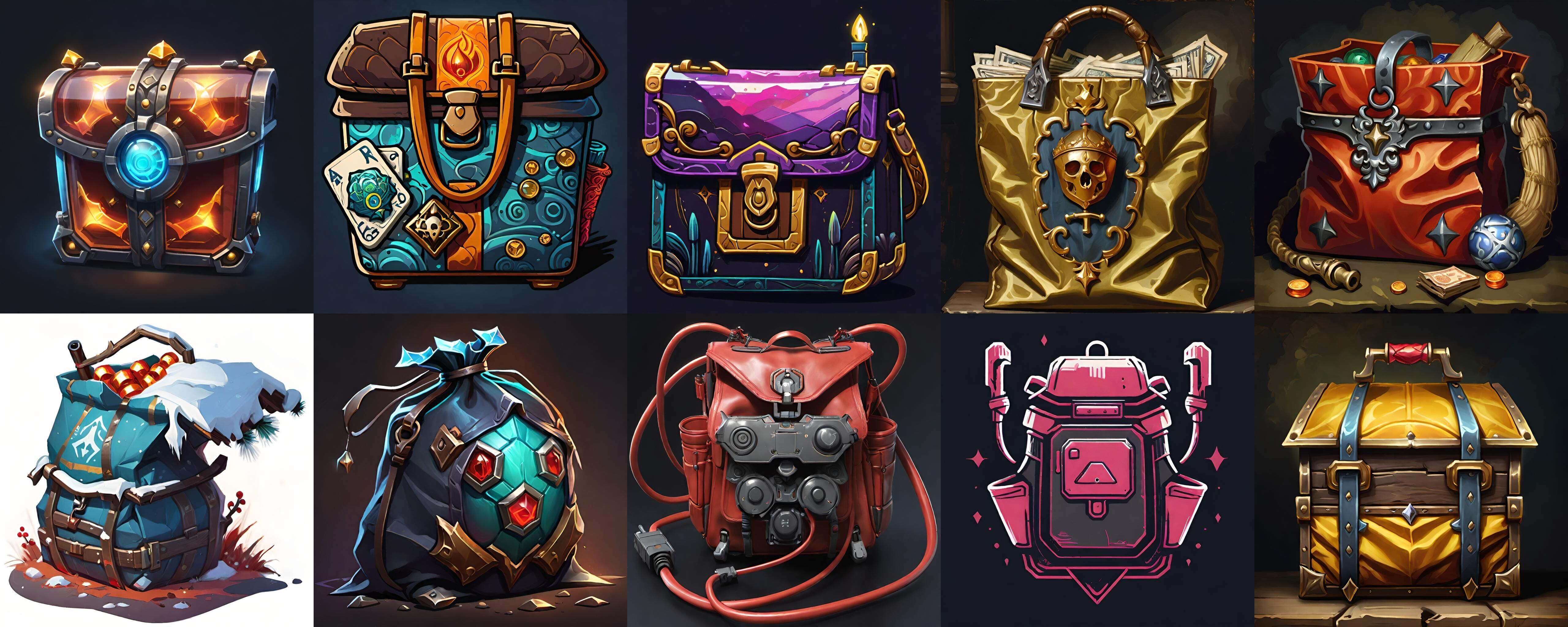 LootBag bundle 14 pack 100 fbx Low-poly 3D model_4