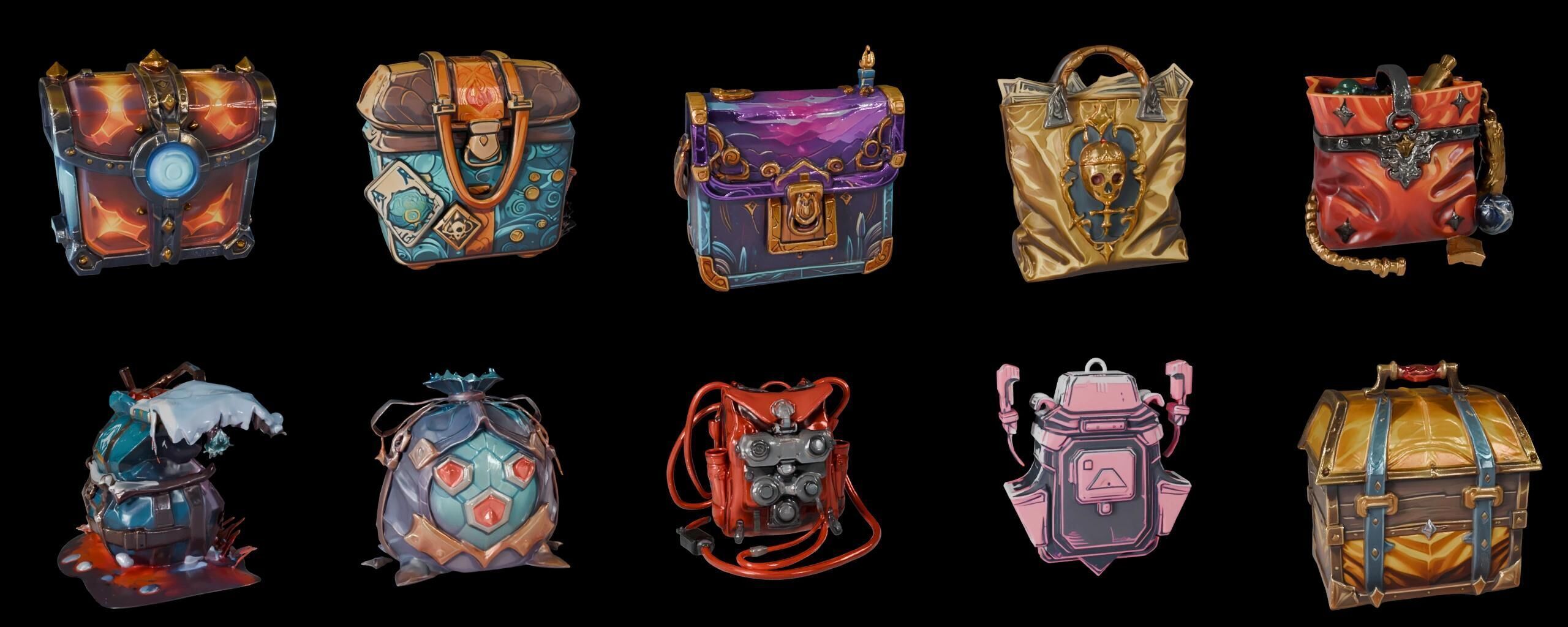 LootBag bundle 14 pack 100 fbx Low-poly 3D model_5