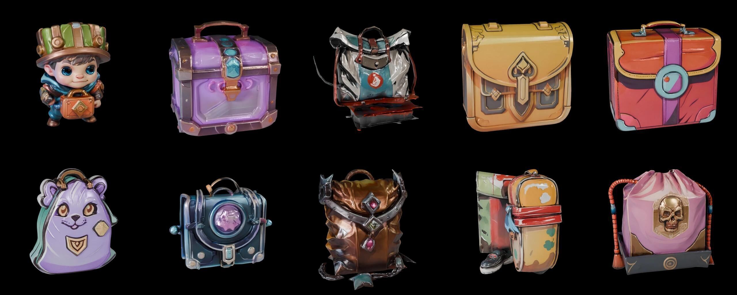 LootBag bundle 14 pack 100 fbx Low-poly 3D model_15