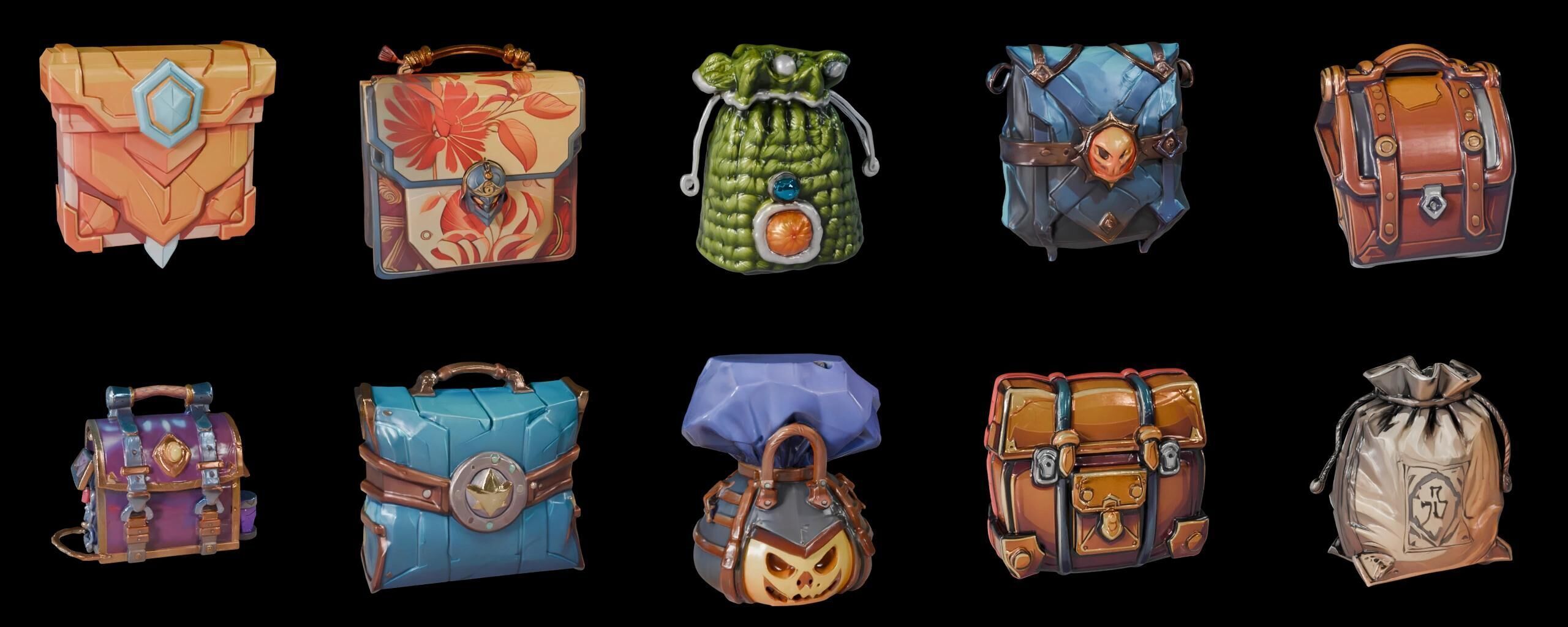 LootBag bundle 14 pack 100 fbx Low-poly 3D model_9