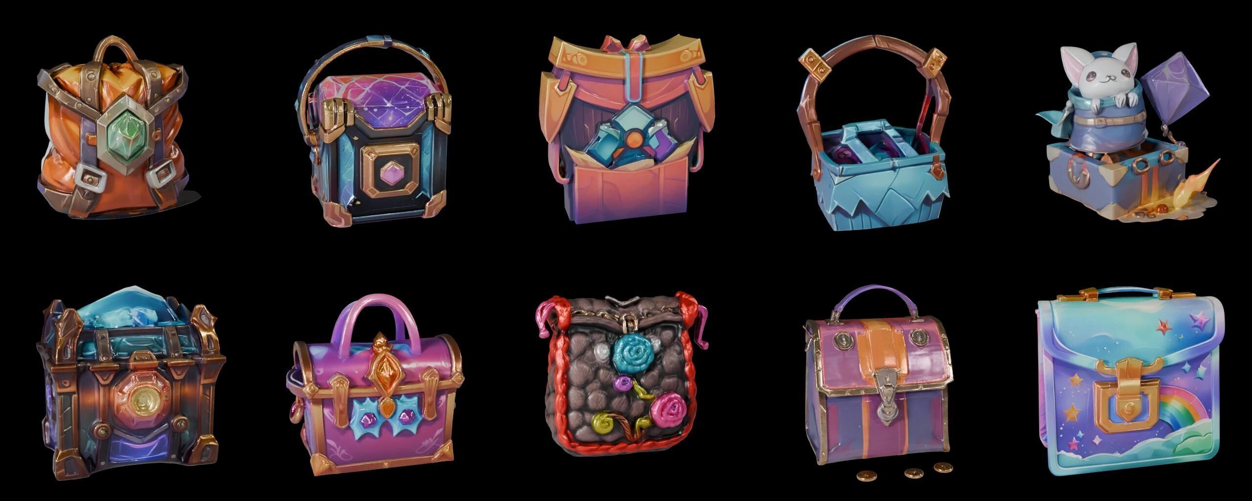 LootBag bundle 13 pack 100 fbx Low-poly 3D model_3