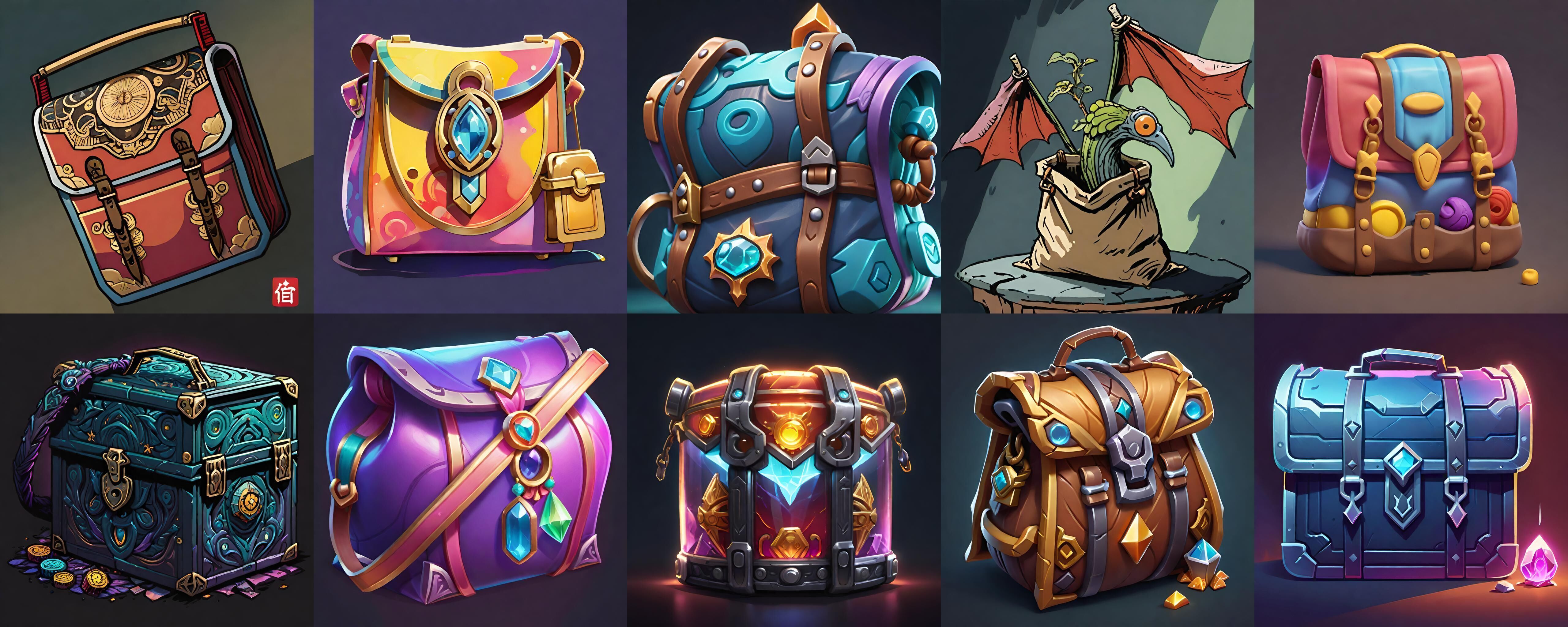 LootBag bundle 13 pack 100 fbx Low-poly 3D model_10