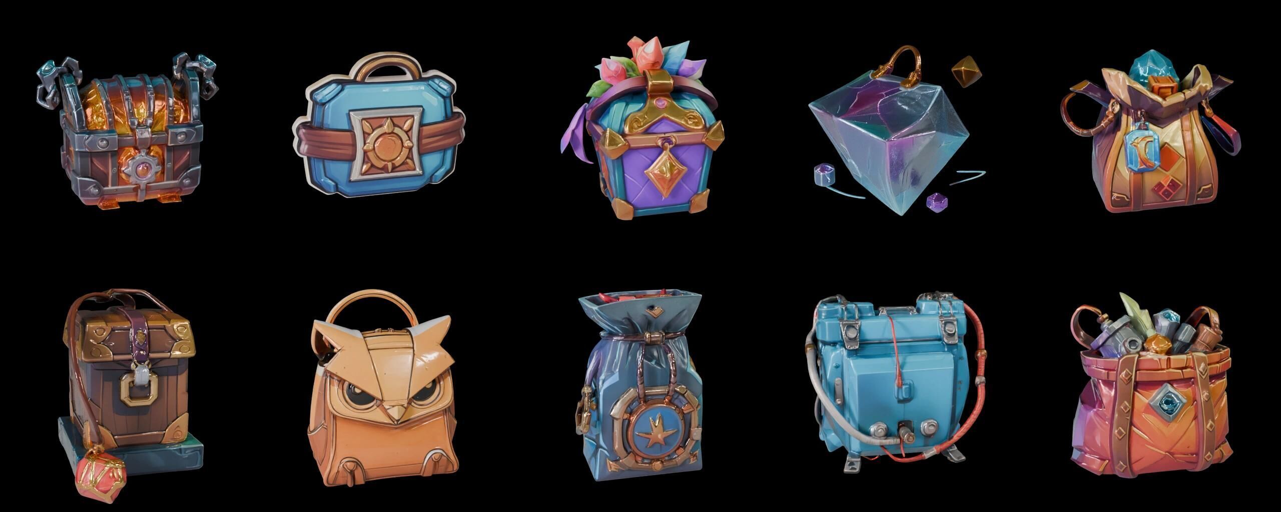 LootBag bundle 13 pack 100 fbx Low-poly 3D model_9