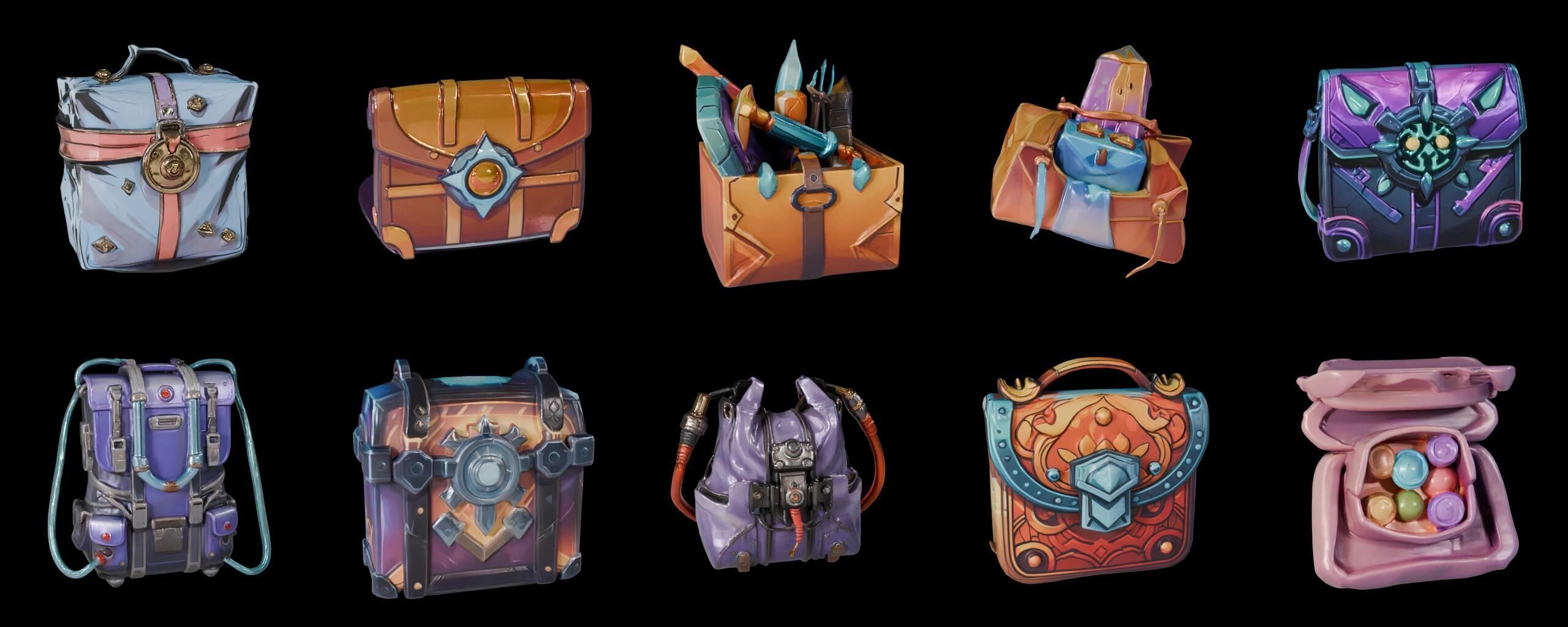 LootBag bundle 13 pack 100 fbx Low-poly 3D model_5