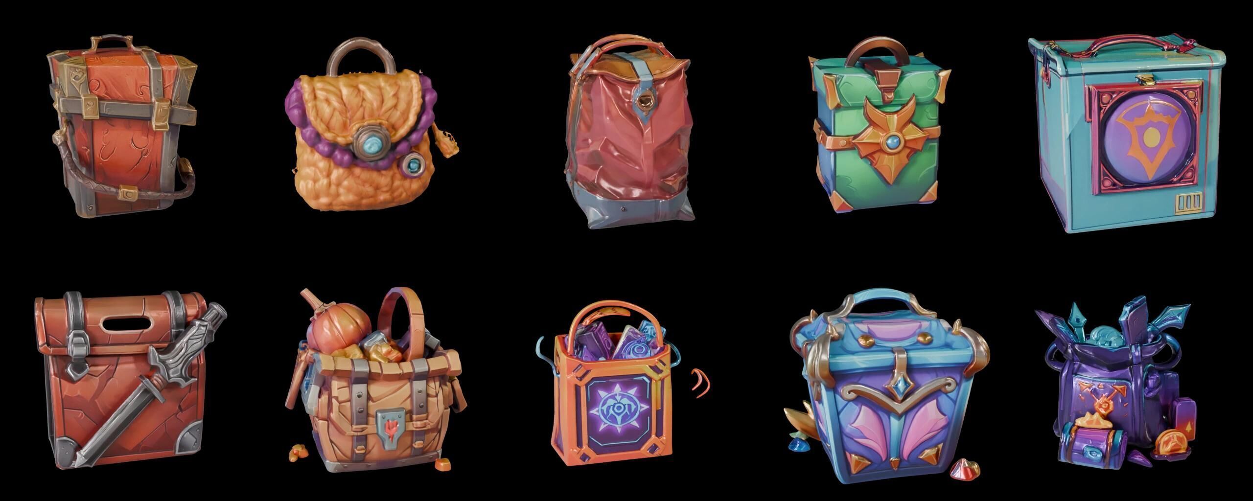 LootBag bundle 13 pack 100 fbx Low-poly 3D model_7